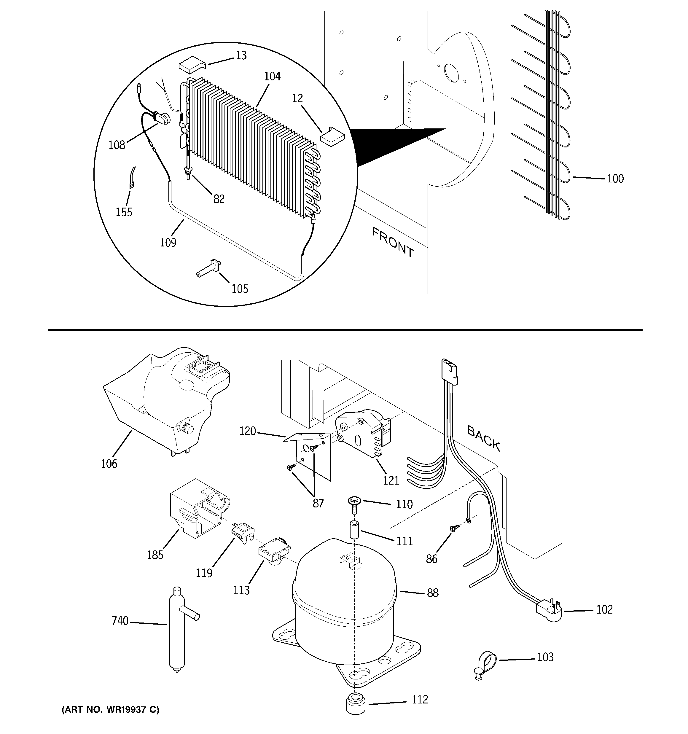 GE FUF14DPGRWH unit parts diagram
