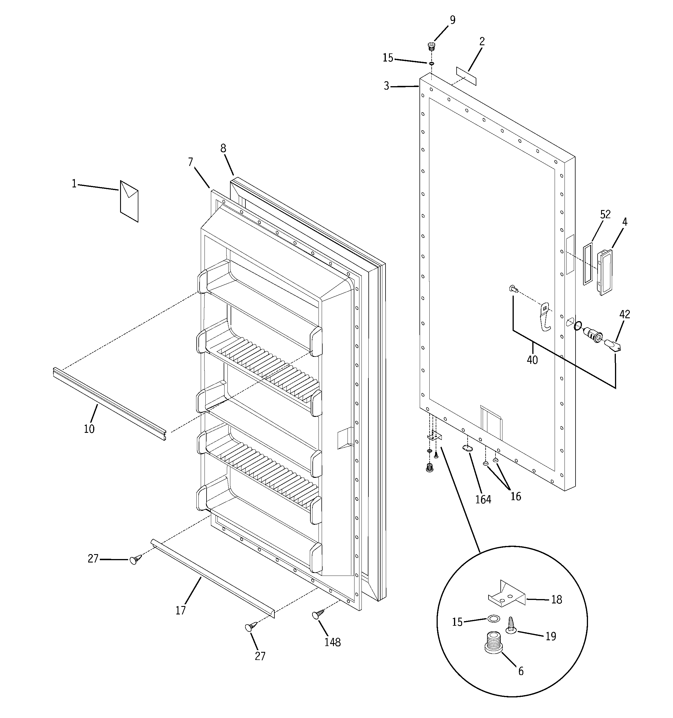 GE FUM9HDPDRWH freezer door diagram
