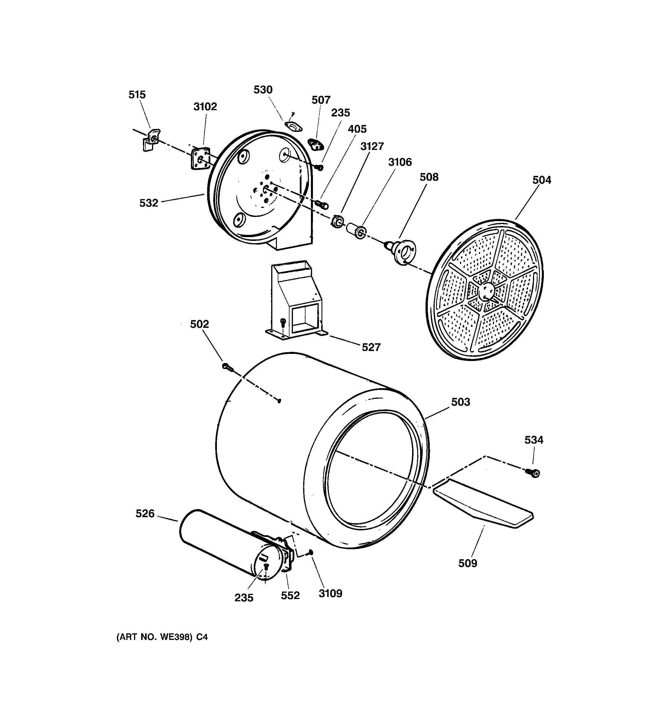 GE DBXR463GD0CC drum diagram