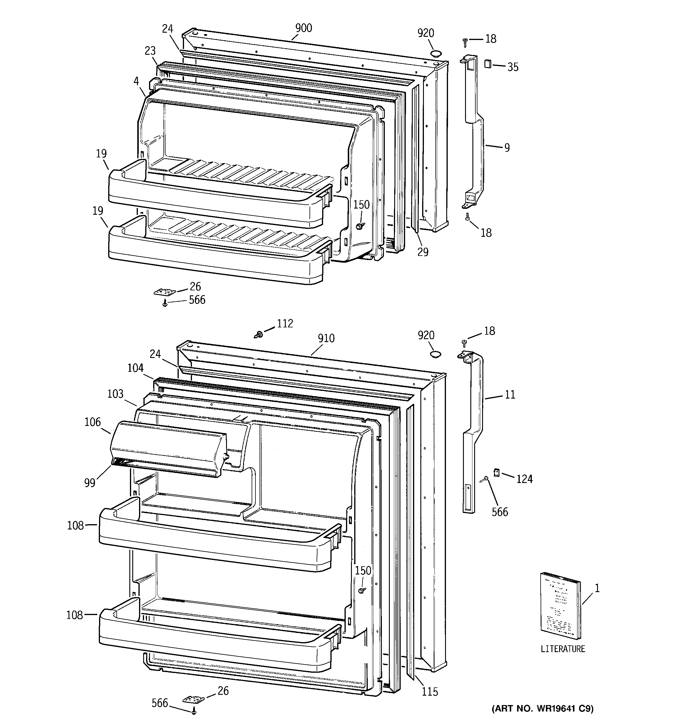 GE GTS17JBSERWW doors diagram