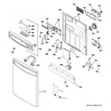 GE PDW8900L00BB escutcheon & door assembly diagram