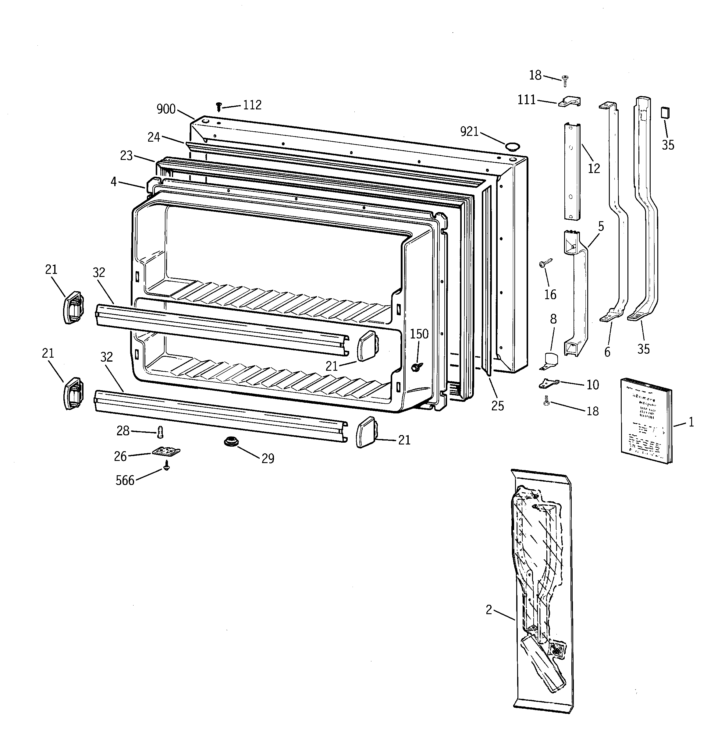 GE TBX18GIDARWW freezer door diagram