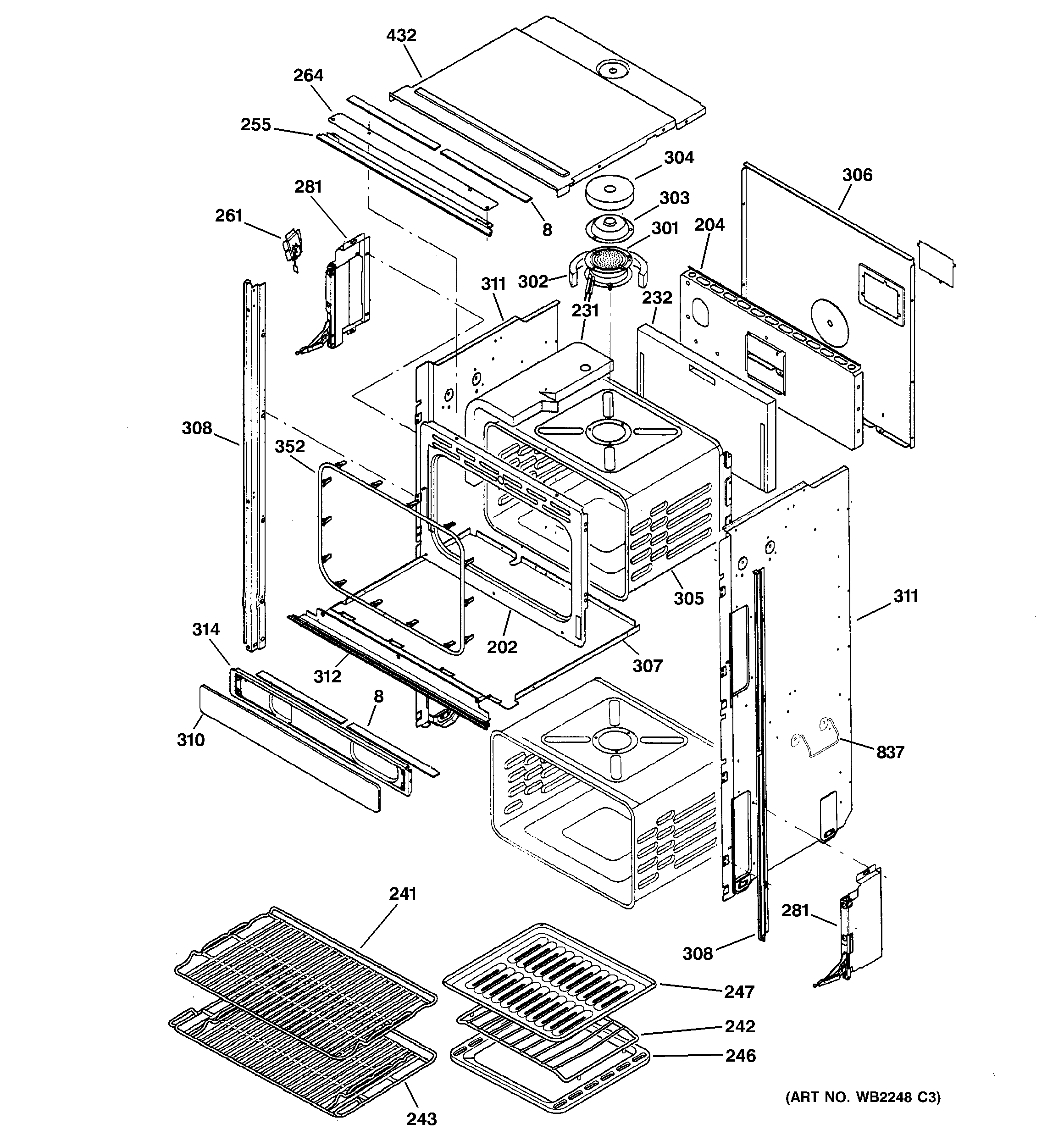 GE ZET857SBSS upper oven diagram