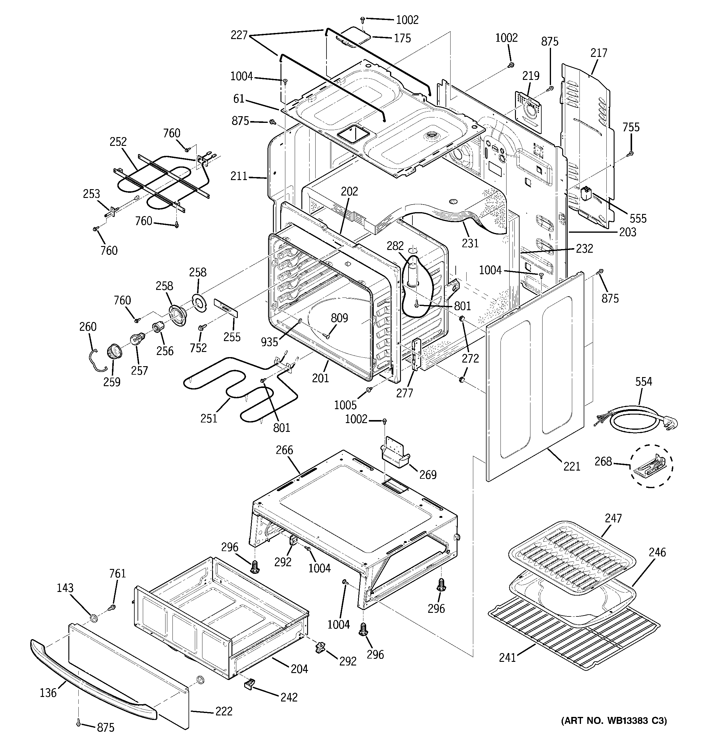 GE JCBP35SJ2SS body parts diagram