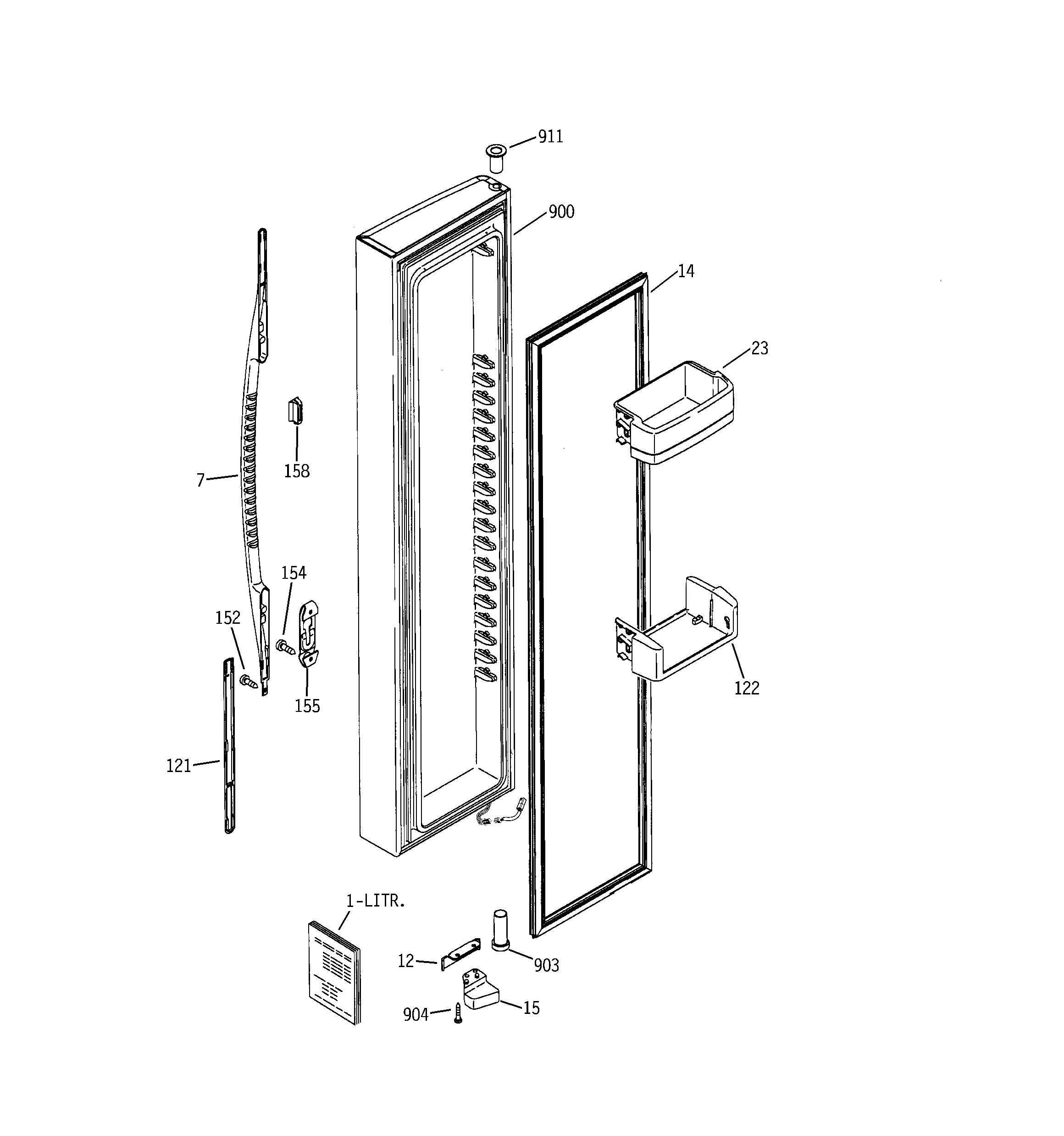 GE GSX25YBSBCWW freezer door diagram