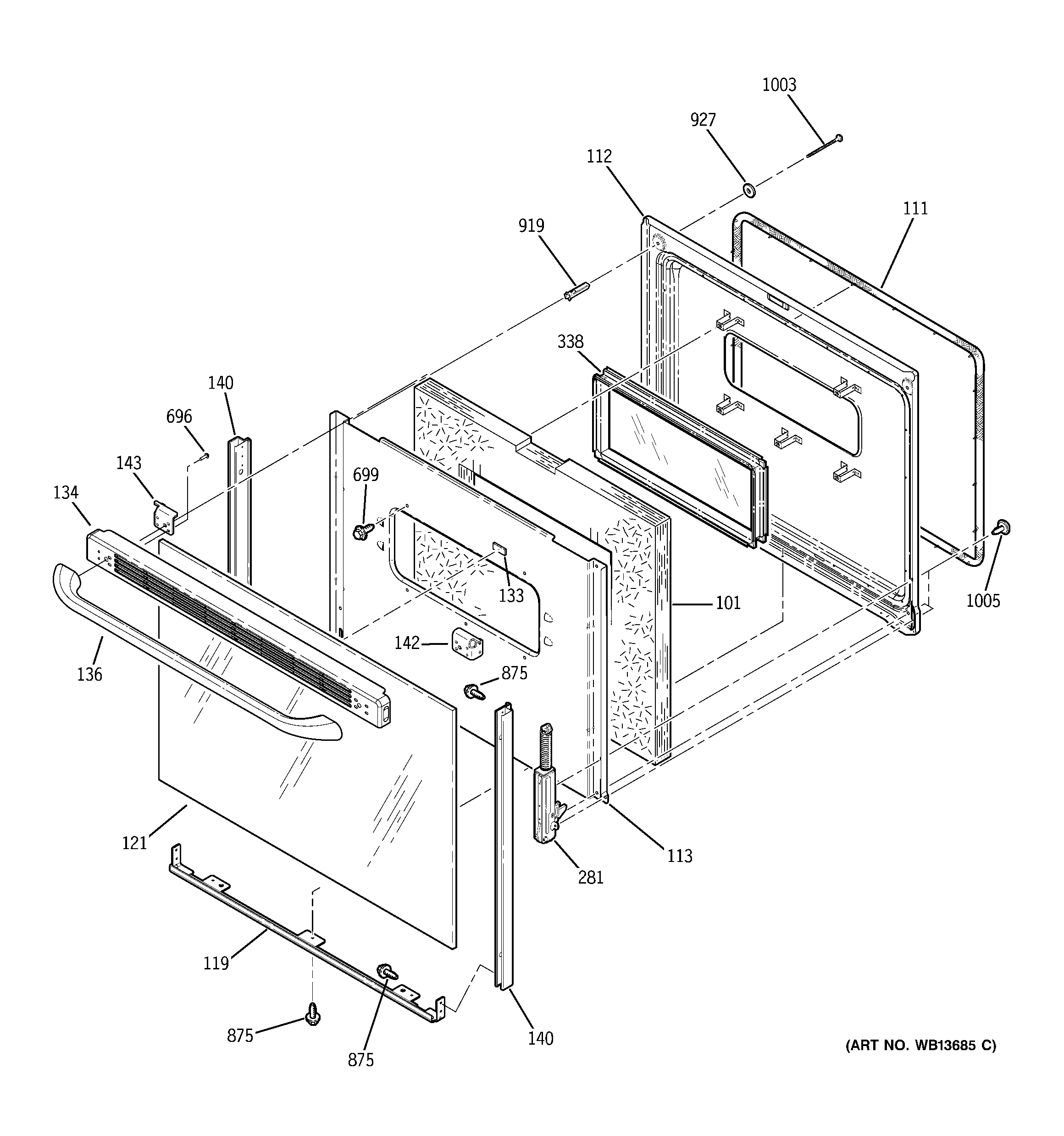 GE JBP62BK1WH door diagram