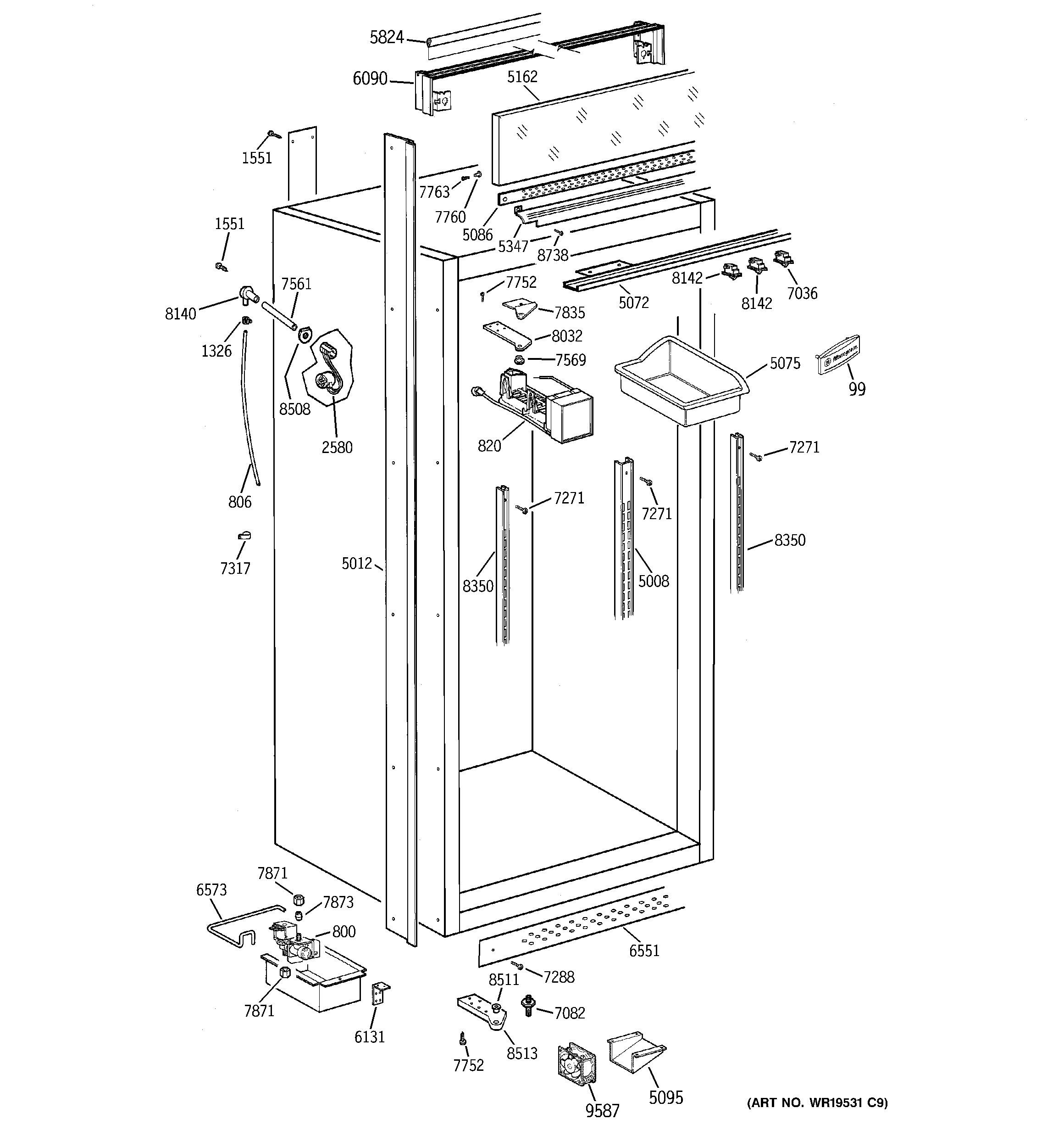 GE ZIF36NMHLH cabinet parts (2) diagram