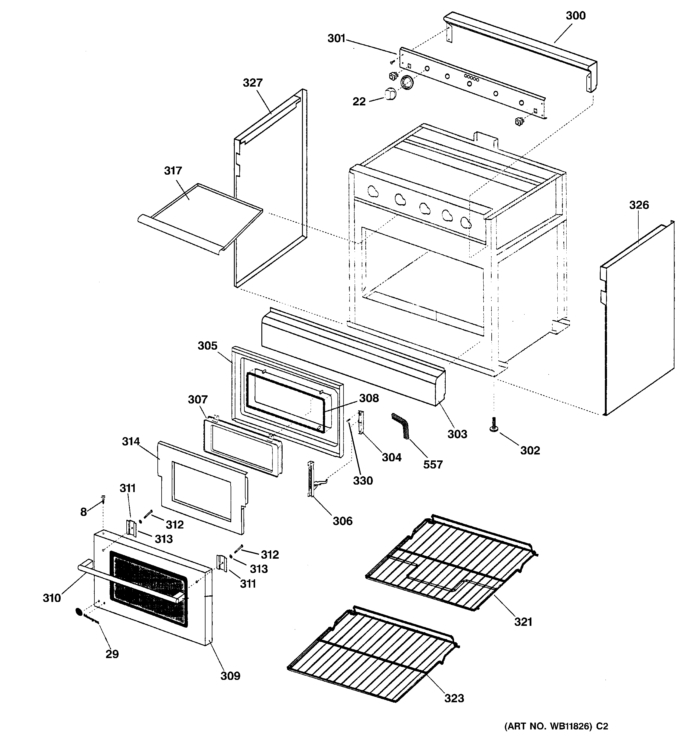 GE ZGS30L4ASS case & door diagram