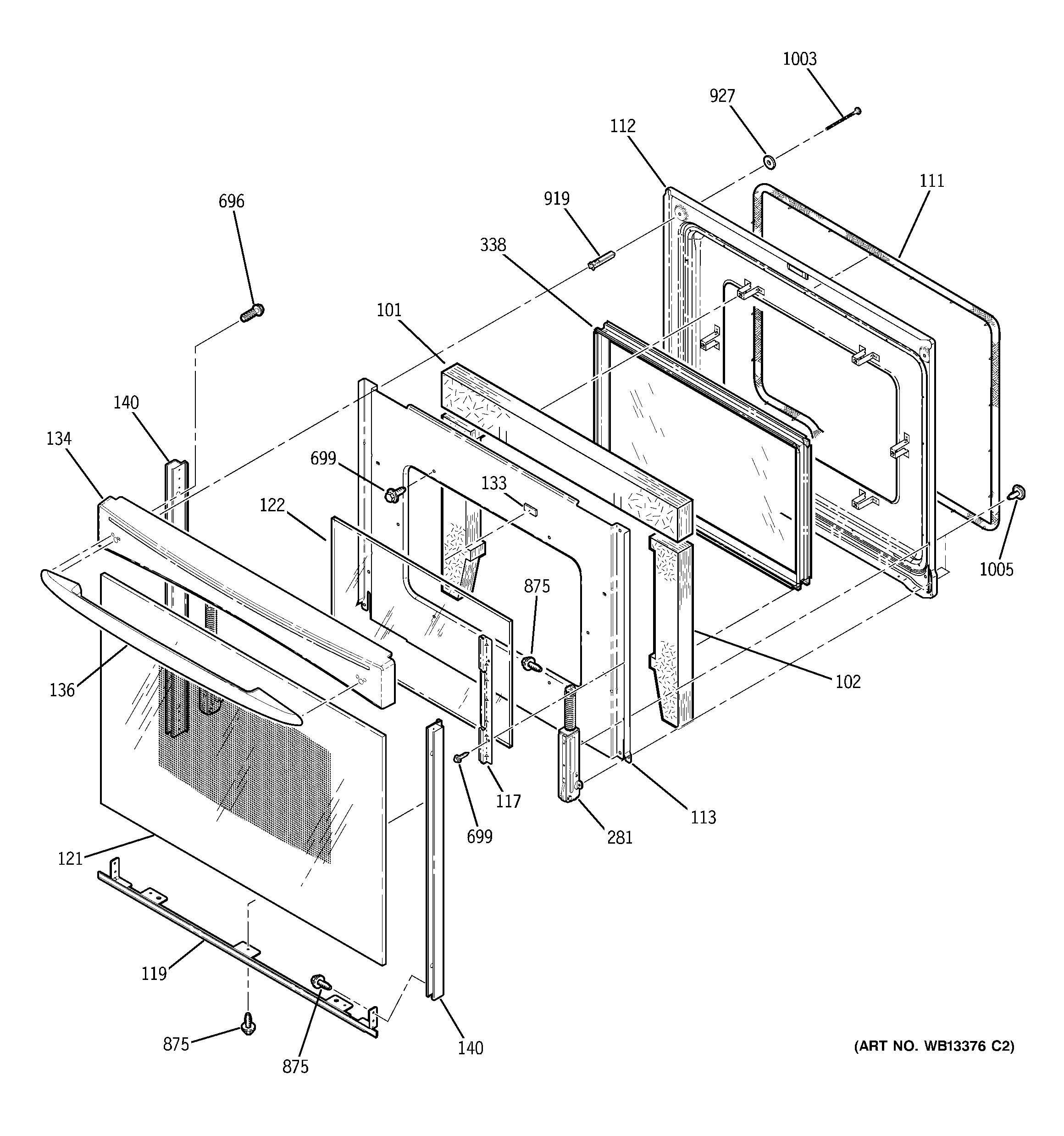 GE JCB800BK1BB door diagram
