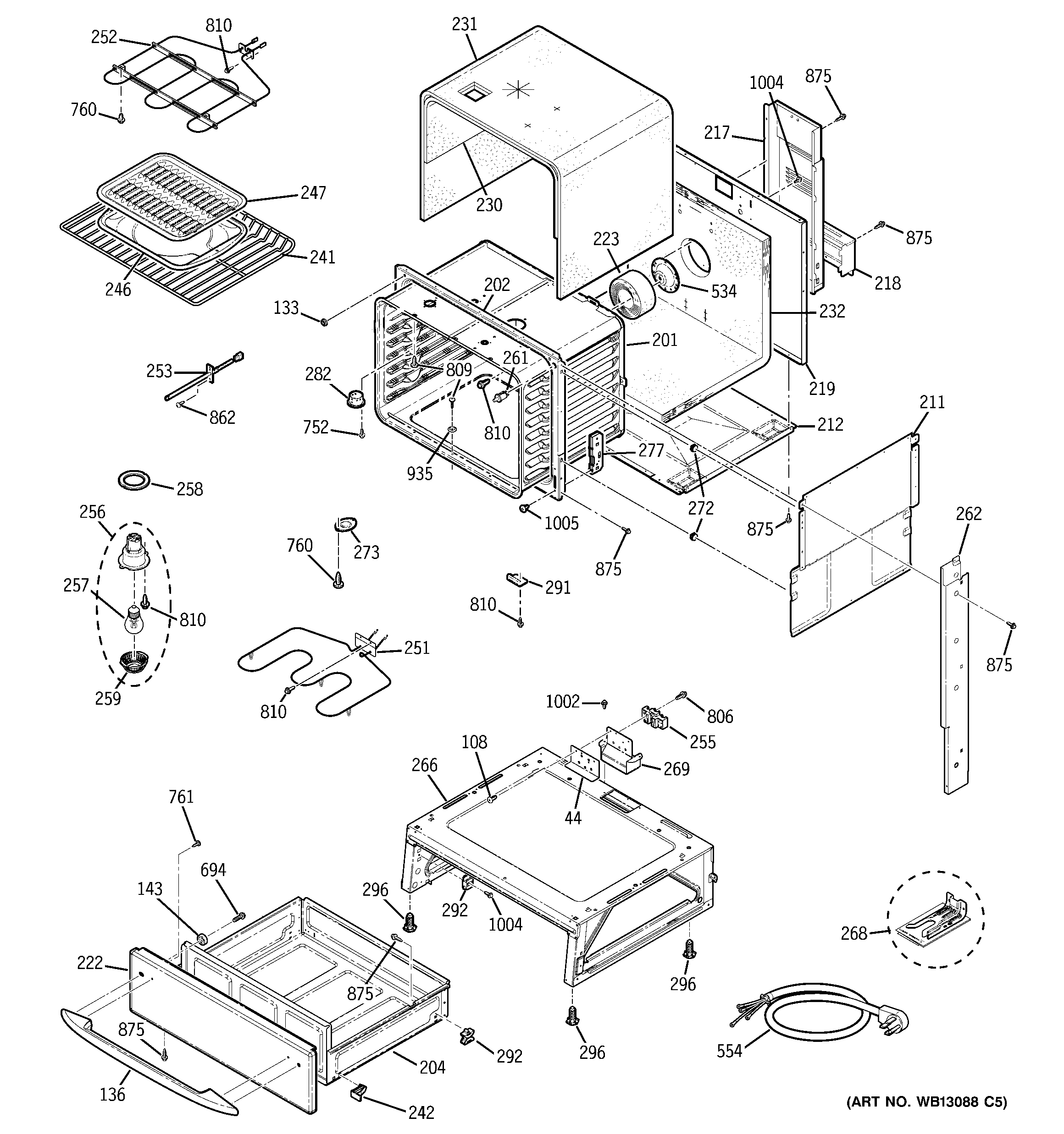 GE JCS905SK1SS body parts diagram
