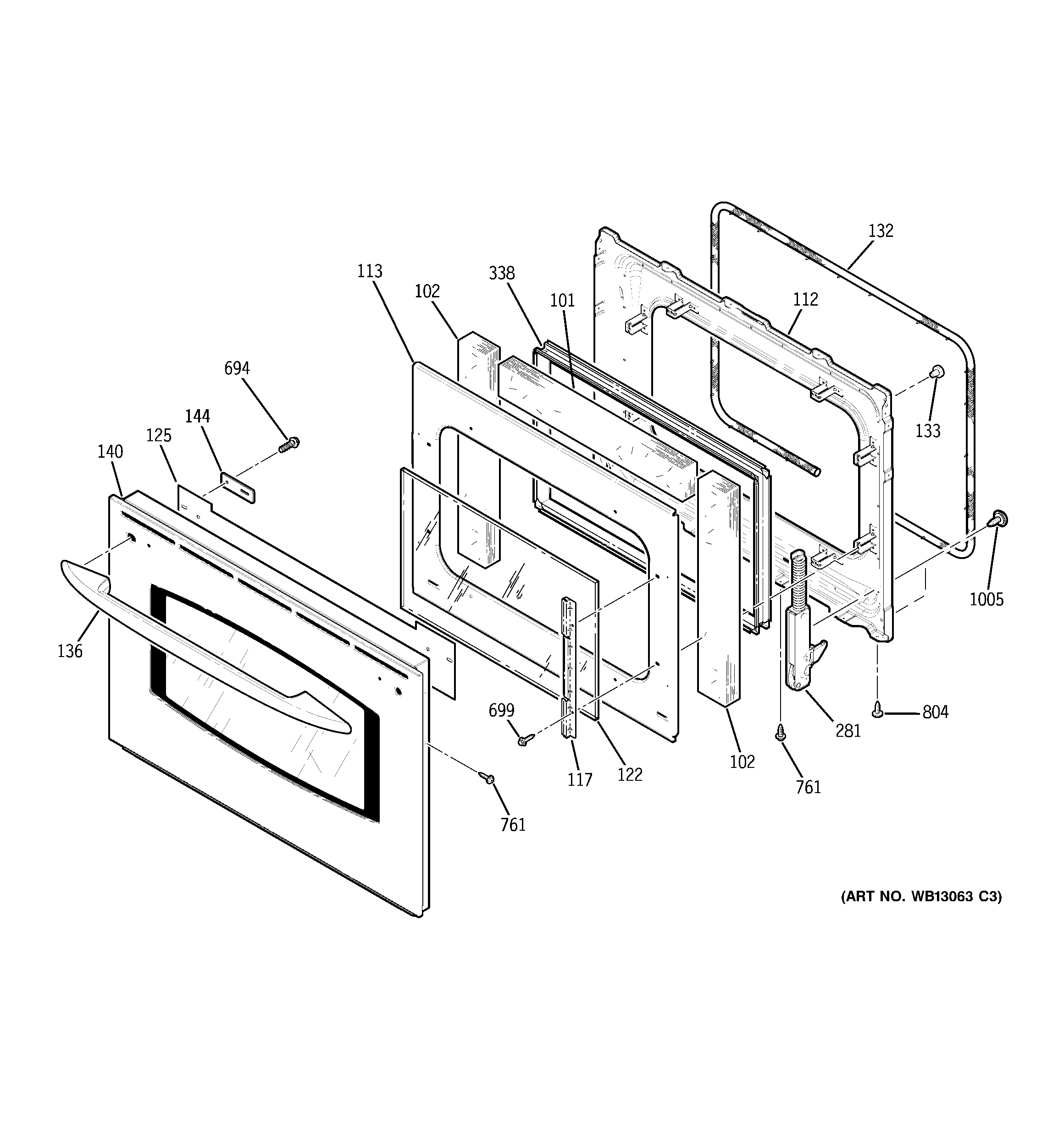 GE JCS905SK1SS door diagram