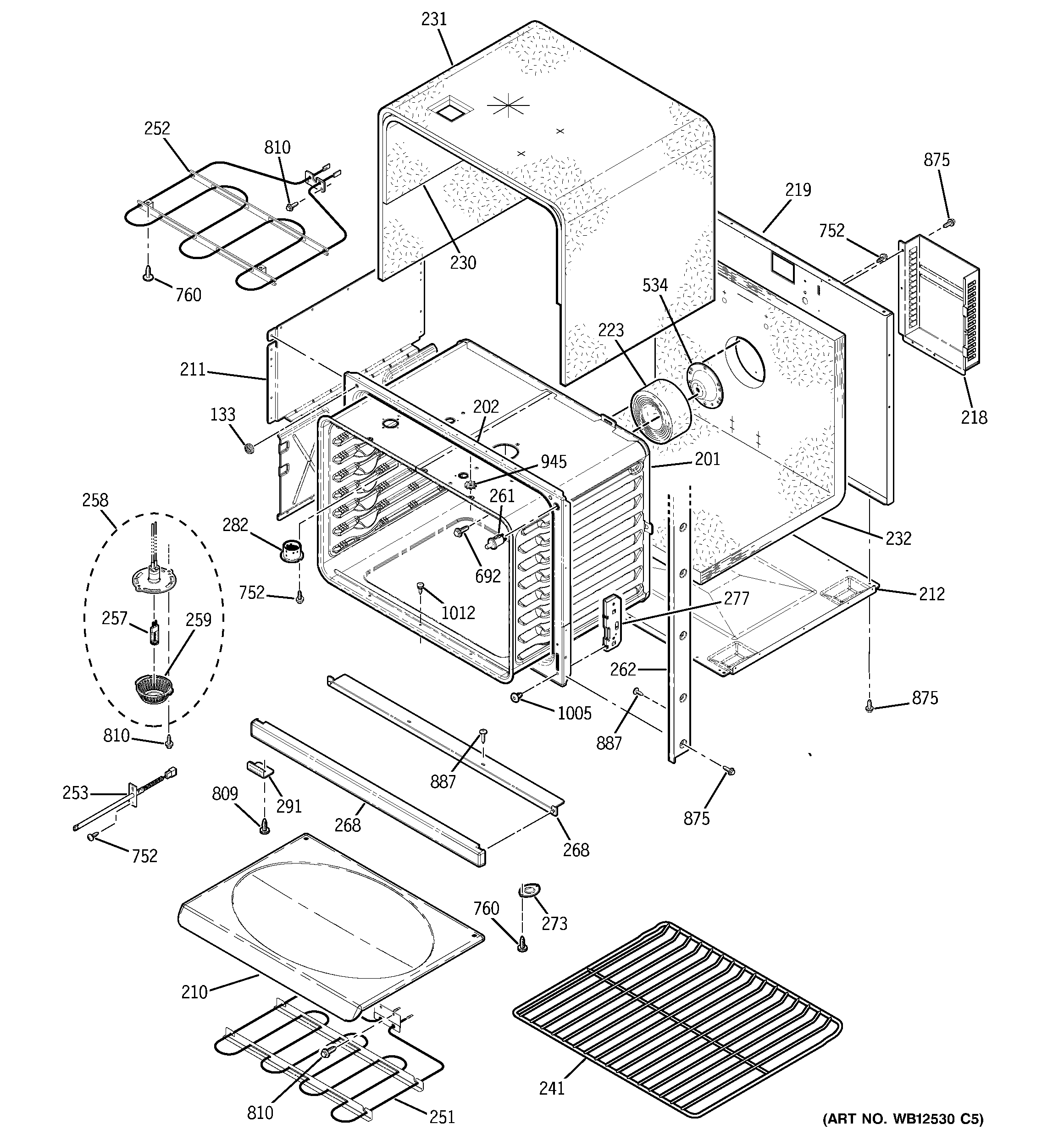 GE JT955WF7WW lower oven diagram