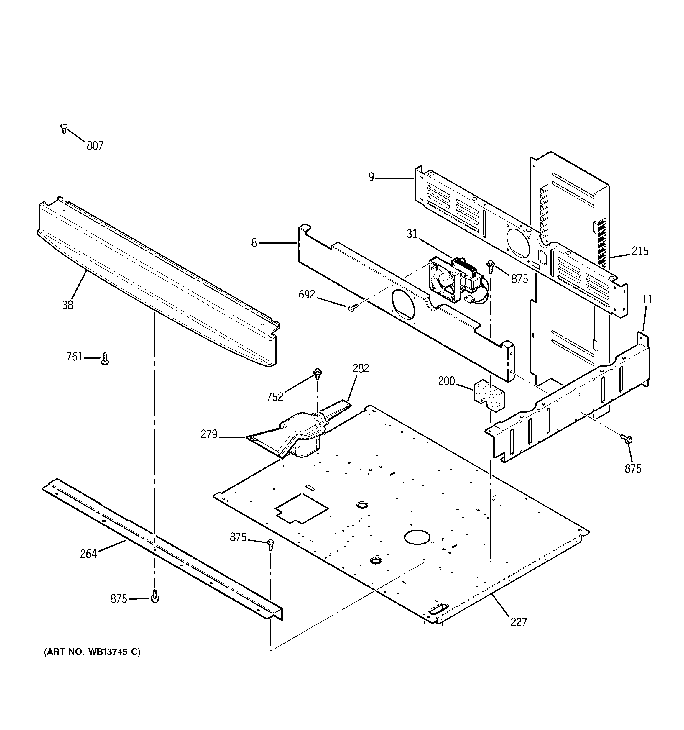 GE JTP28CF6CC center spacer diagram
