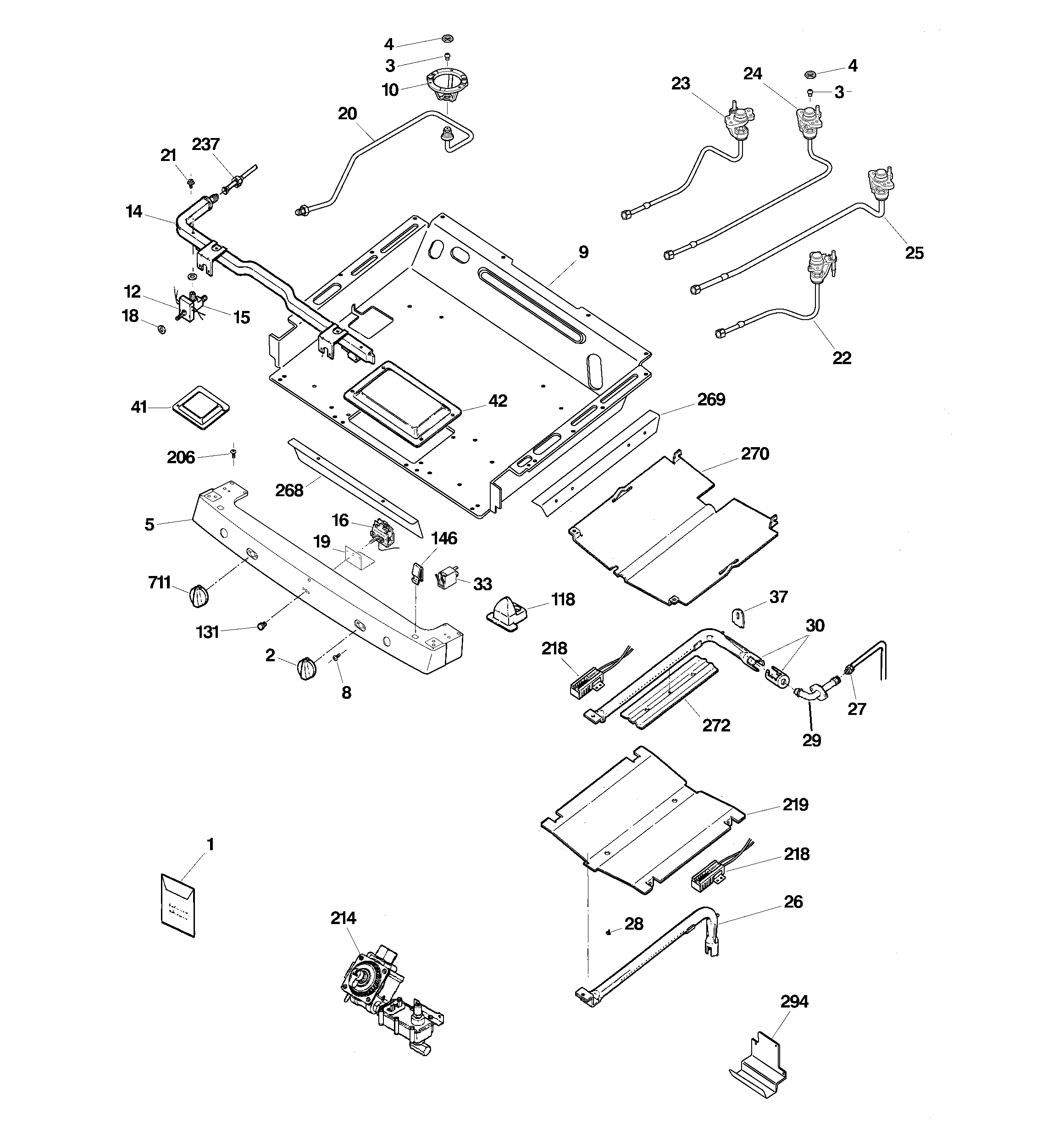 GE JGB918BEK4BB gas & burner parts diagram