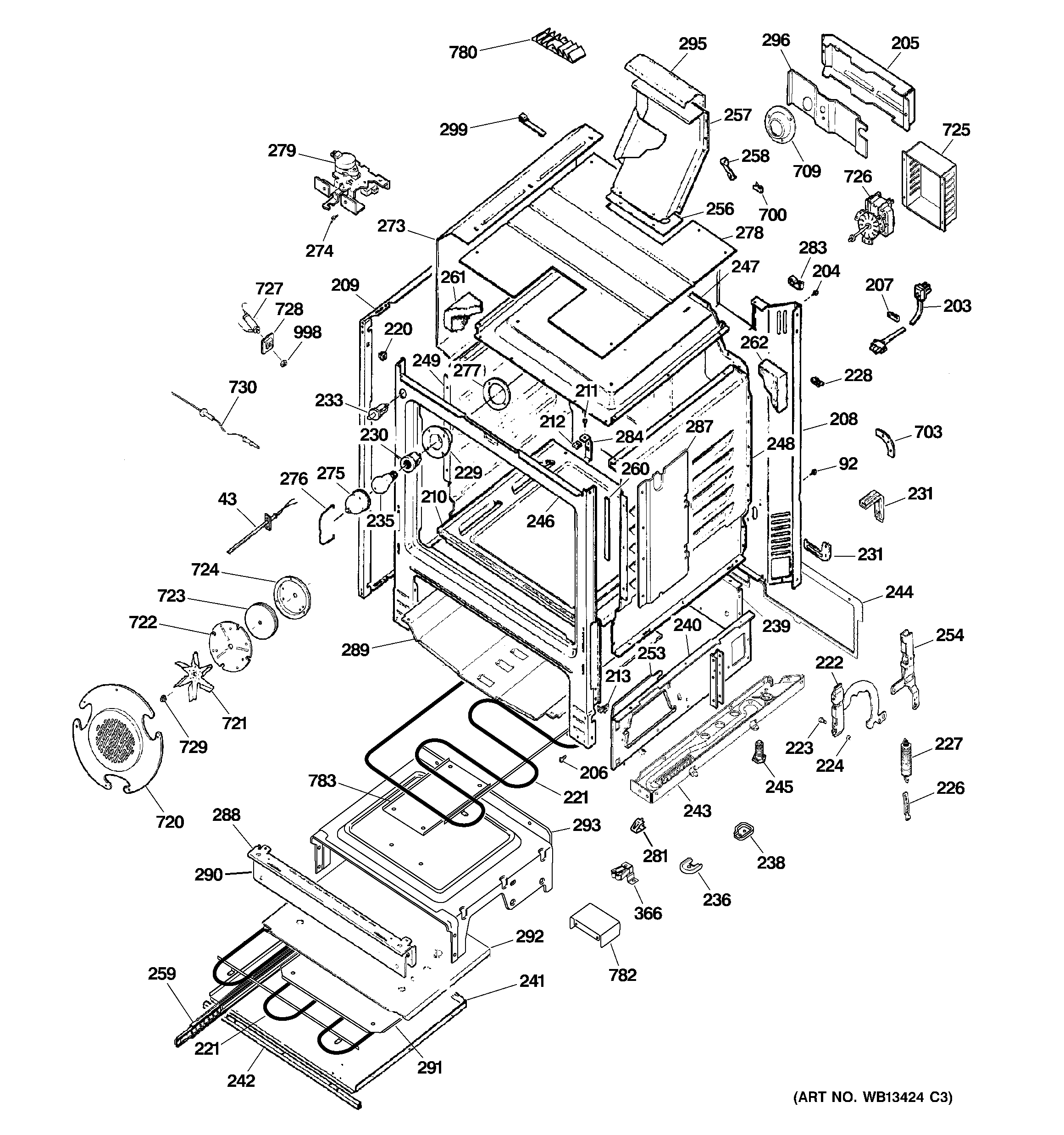 GE JGB918BEK4BB body parts diagram