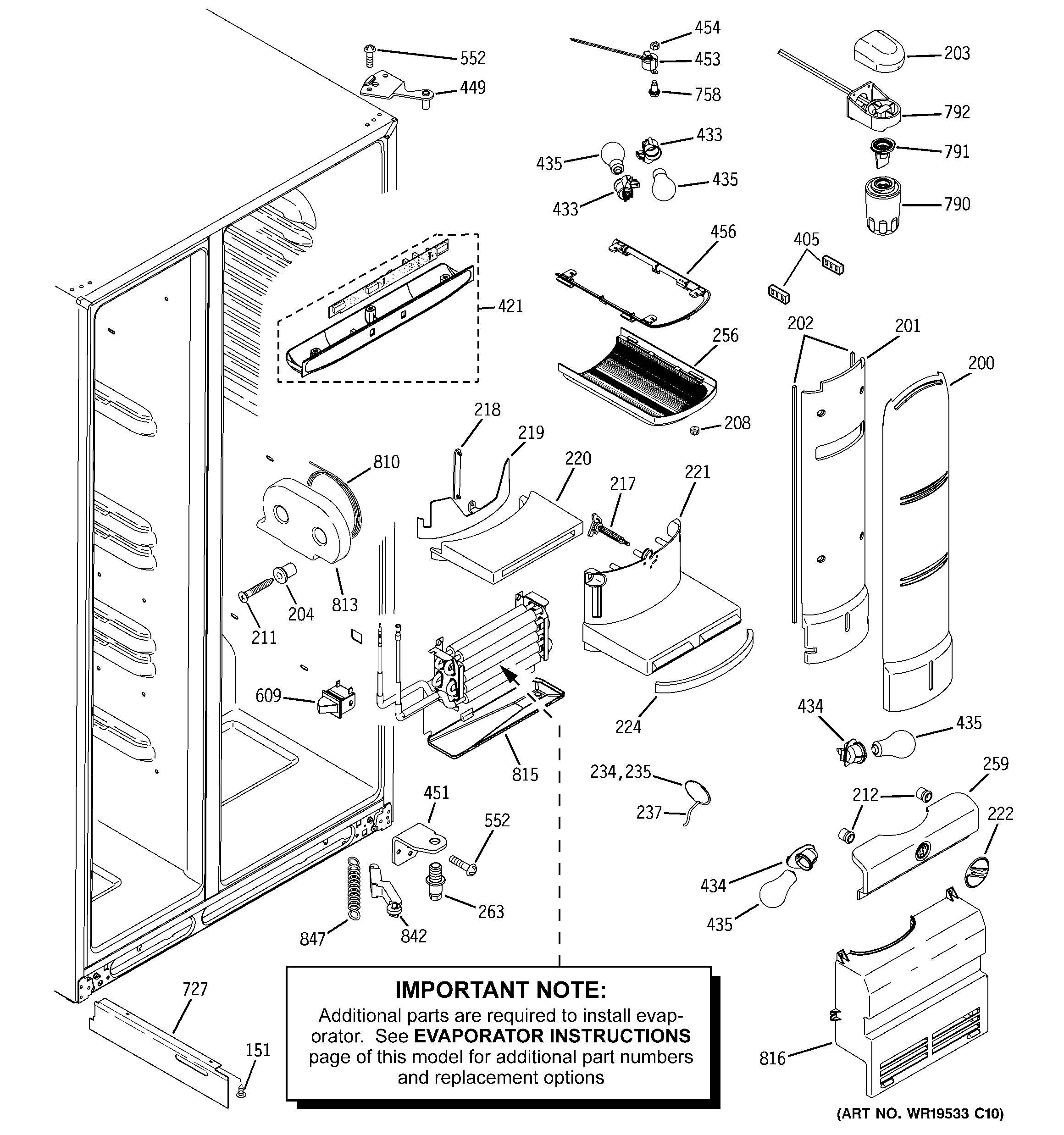 GE PSC25SGSBSS fresh food section diagram
