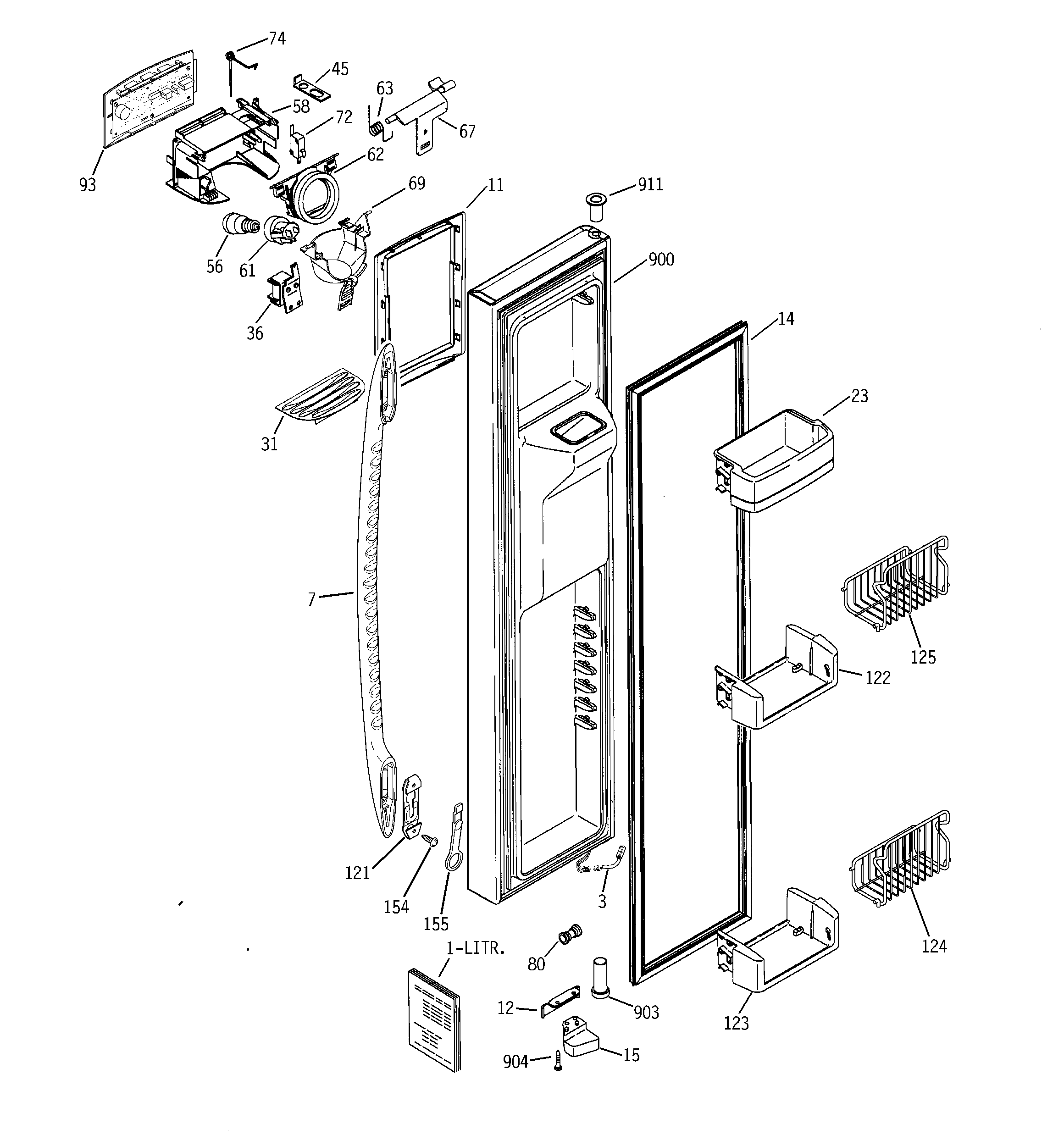 GE PSK27MGSBCCC freezer door diagram