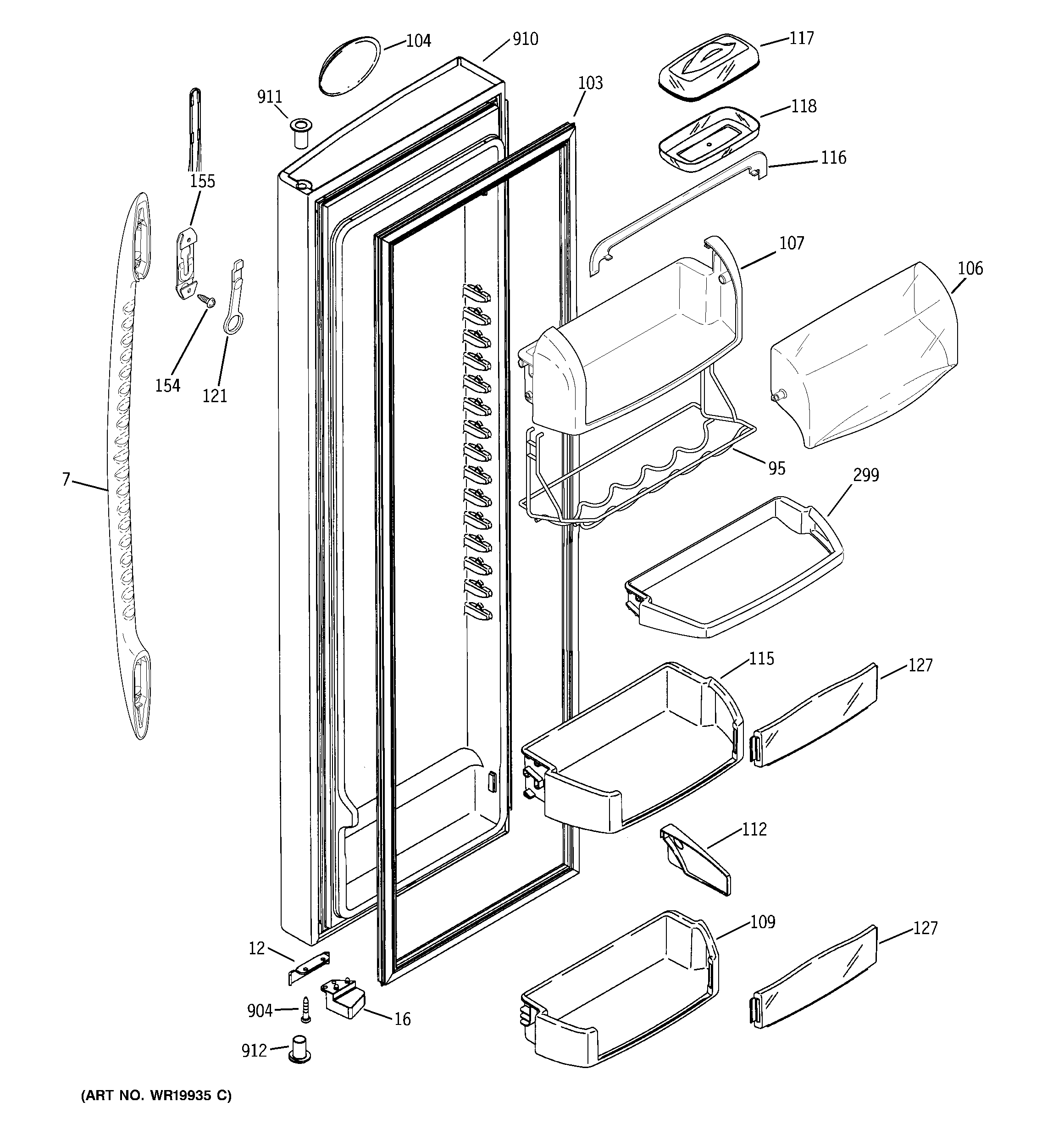 GE PSK27MGSBCCC fresh food door diagram