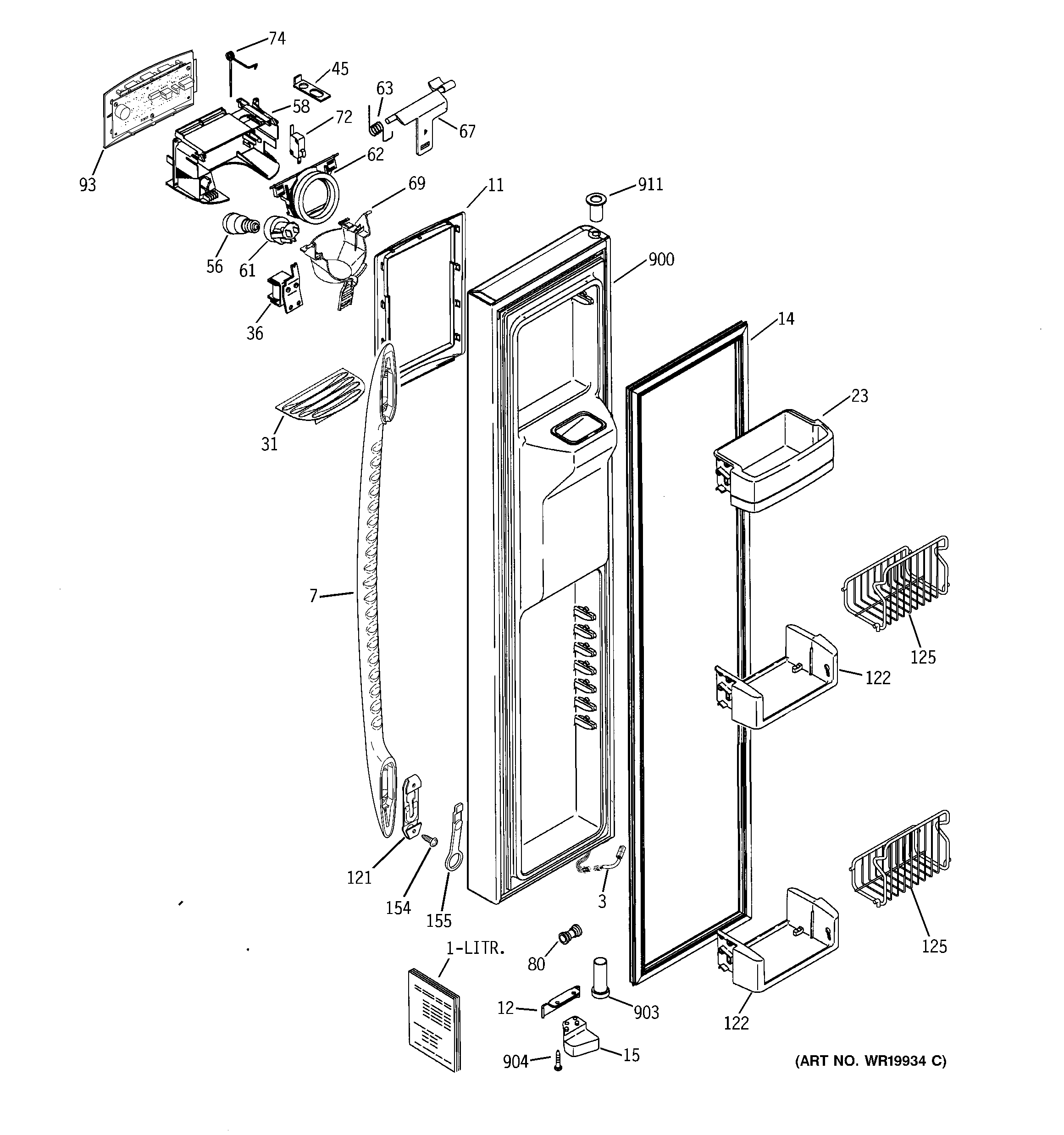 GE PSK29NHSBCCC freezer door diagram
