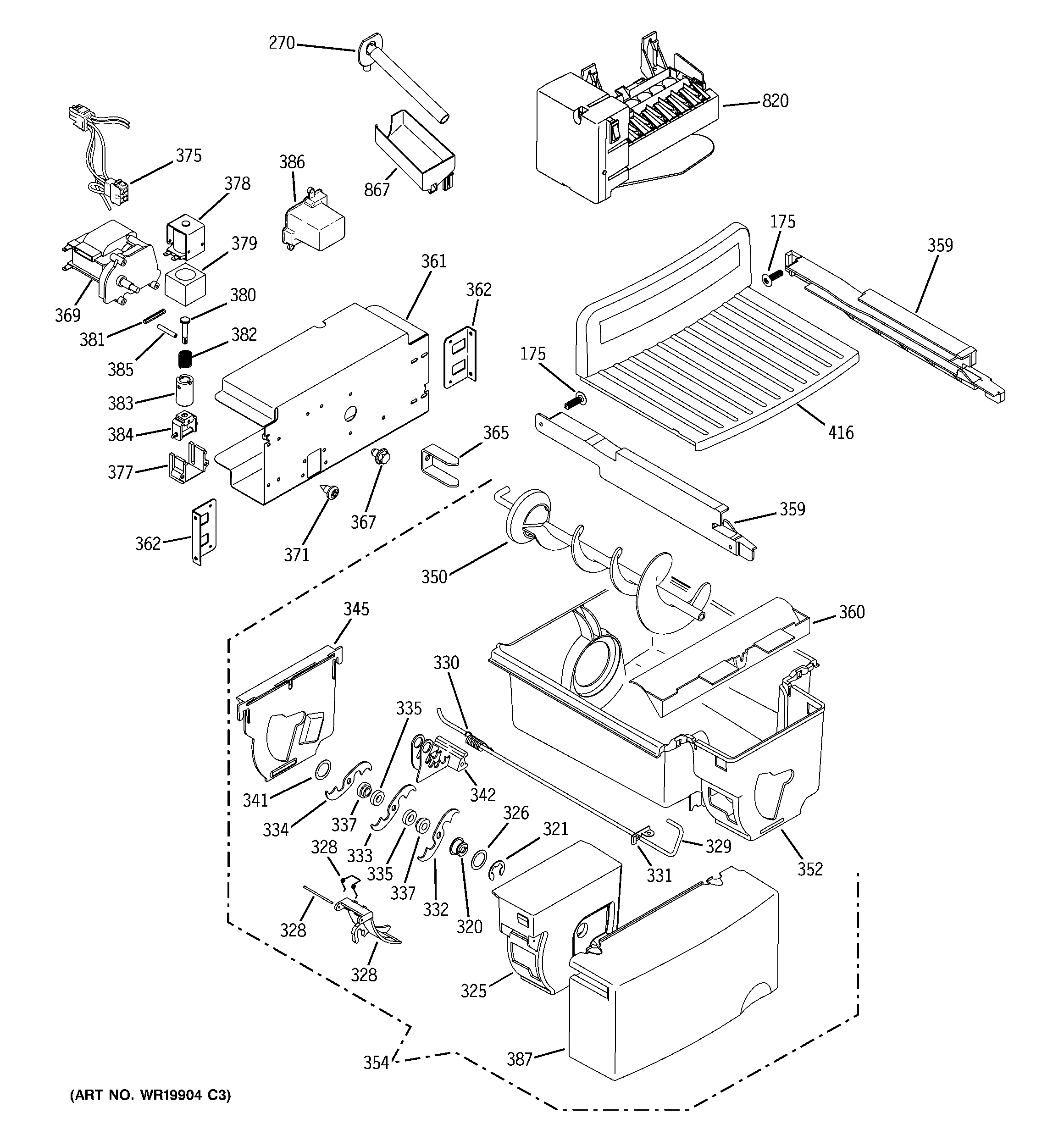 GE PSK29NHSBCCC ice maker & dispenser diagram