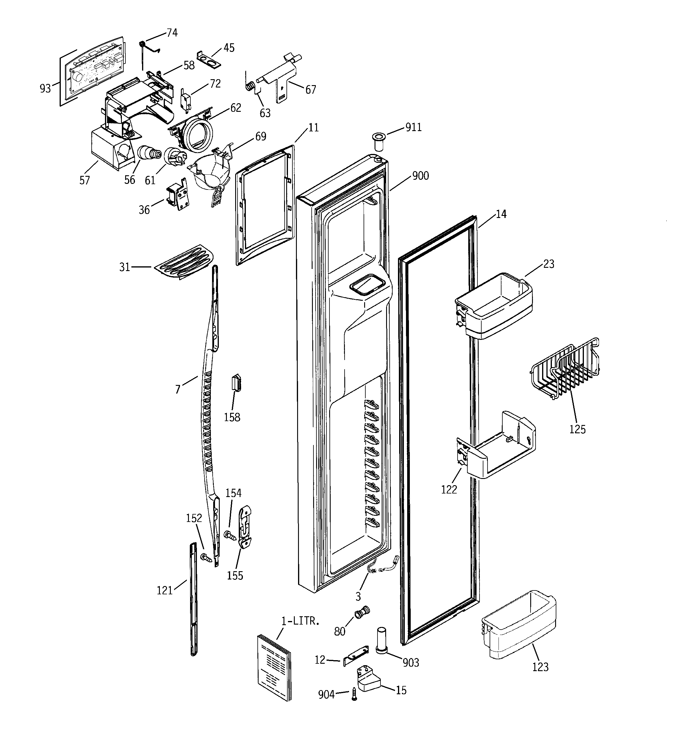 GE GSG25MISBCWW freezer door diagram