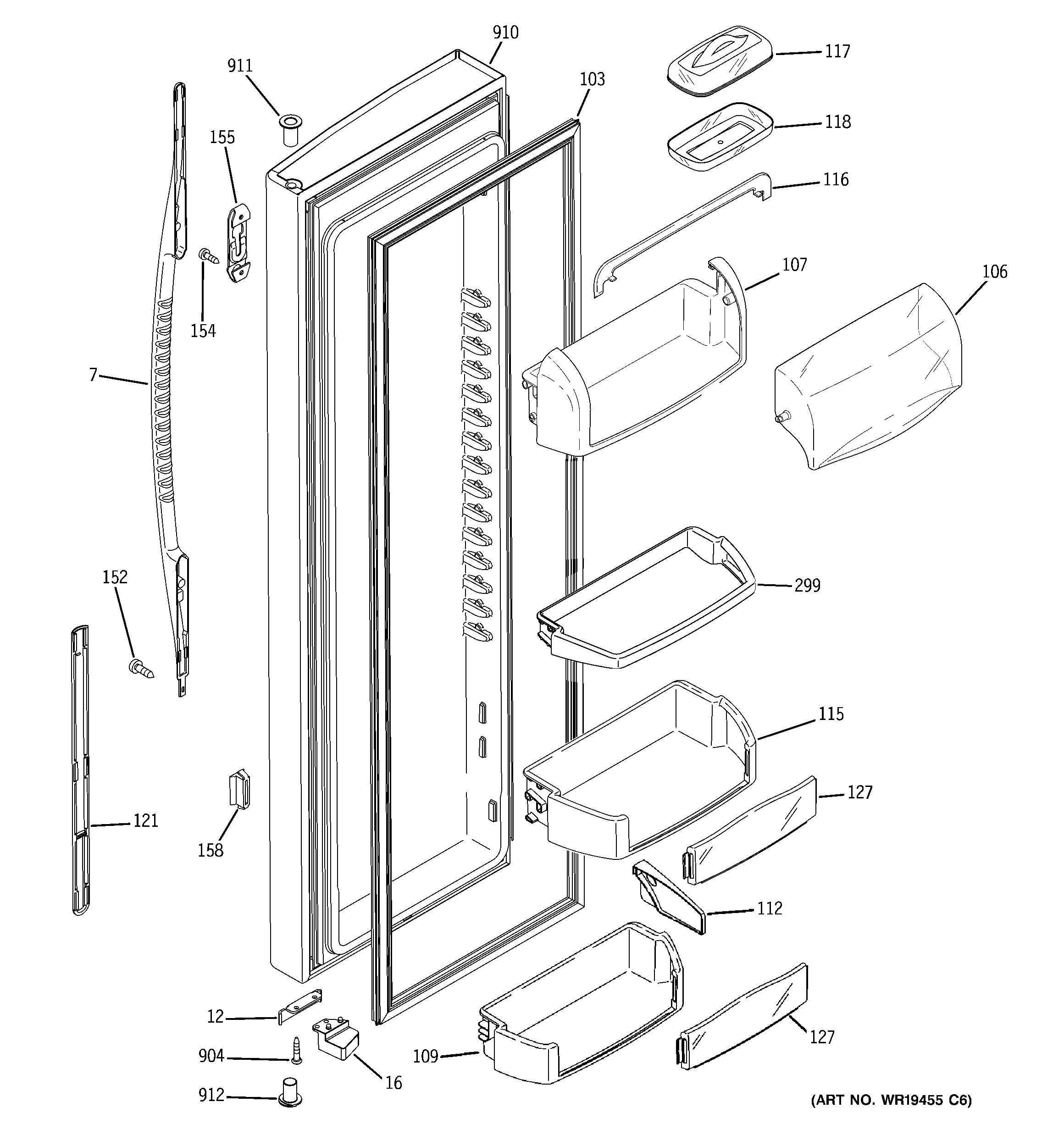 GE GSG25MISBCWW fresh food door diagram