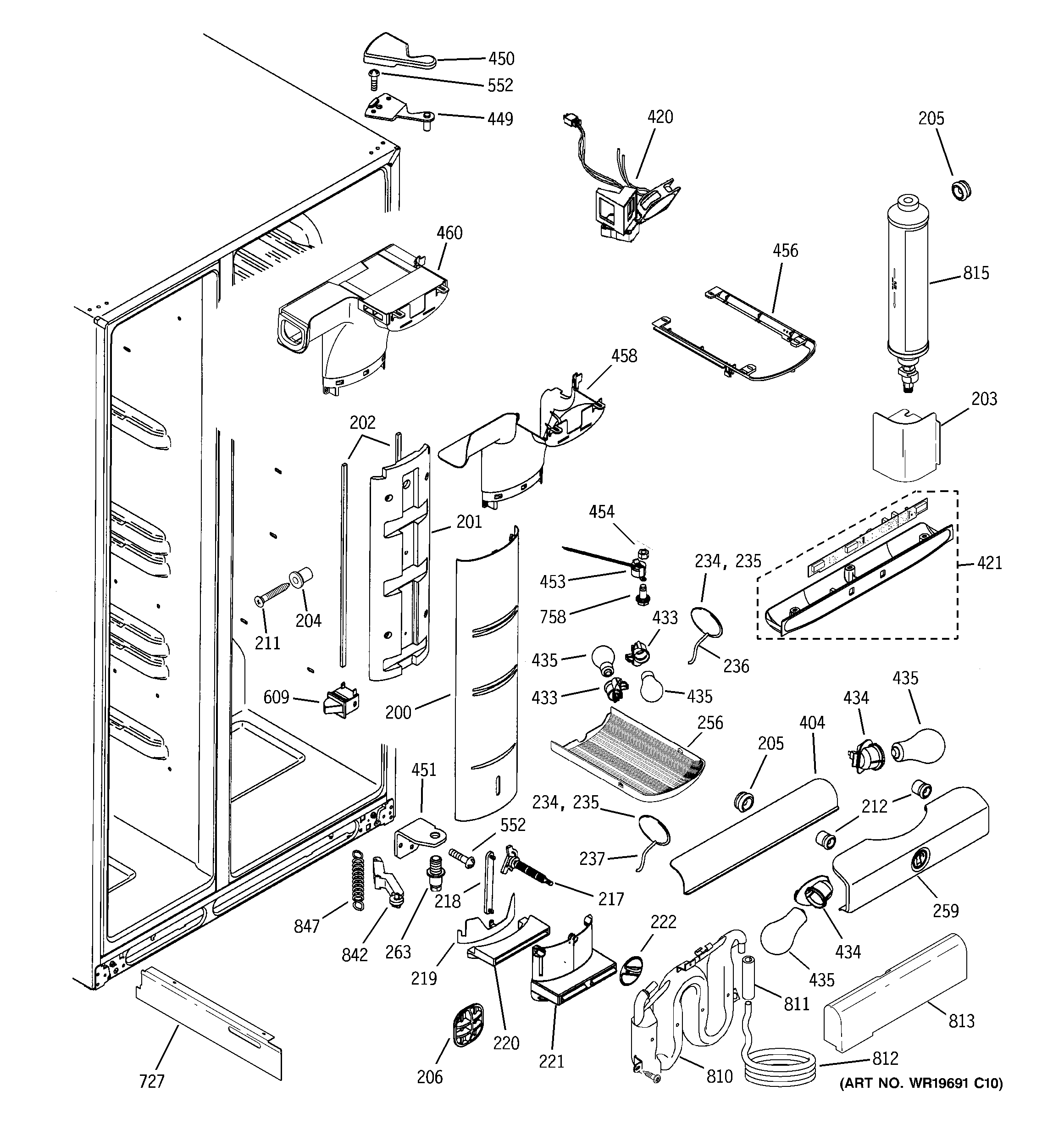 GE GSG25MISBCWW fresh food section diagram