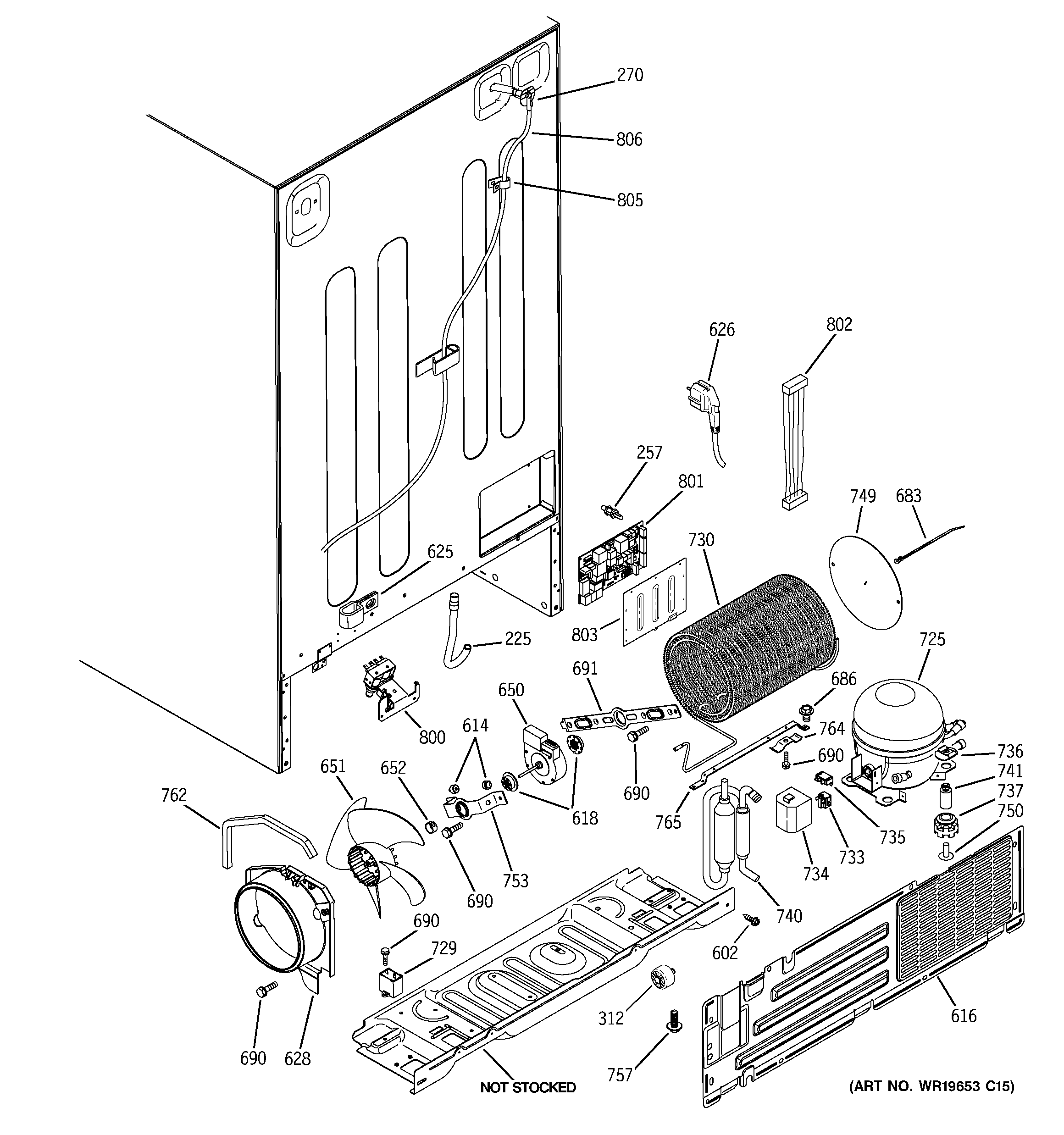 GE PSG25MCSBCBB sealed system & mother board diagram