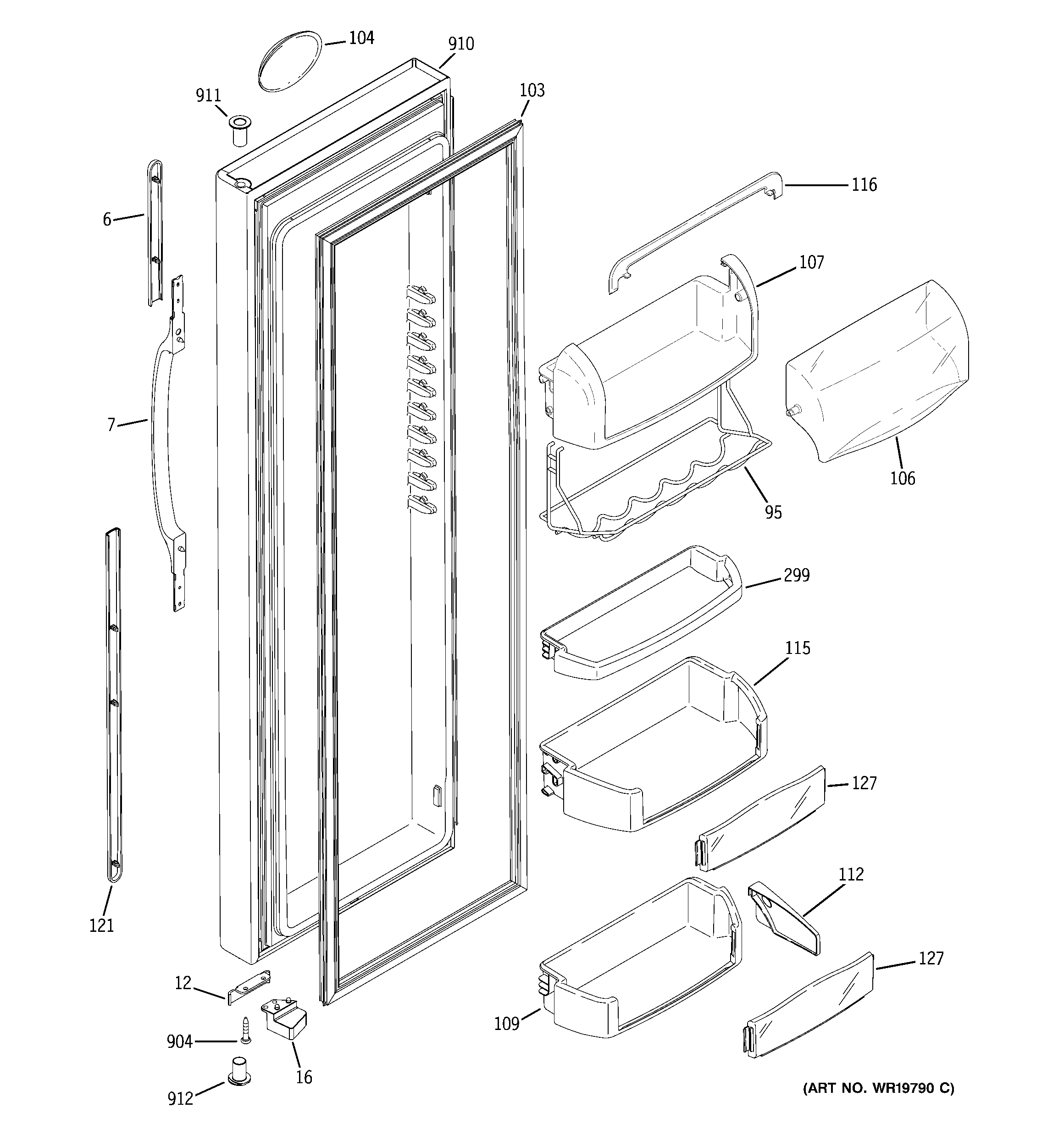 GE PSG27NGSBFWW fresh food door diagram