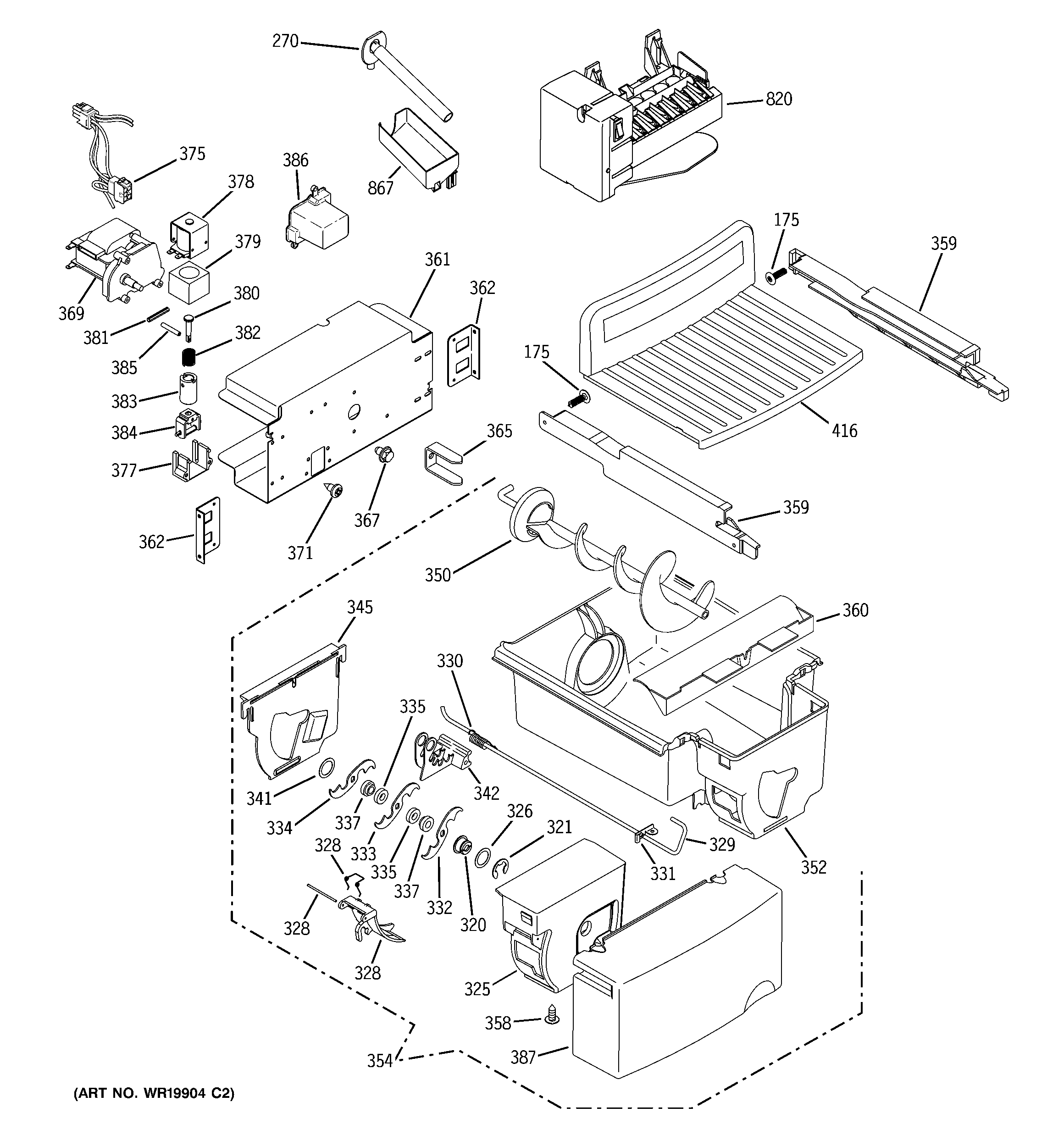 GE PSG27NGSBFWW ice maker & dispenser diagram