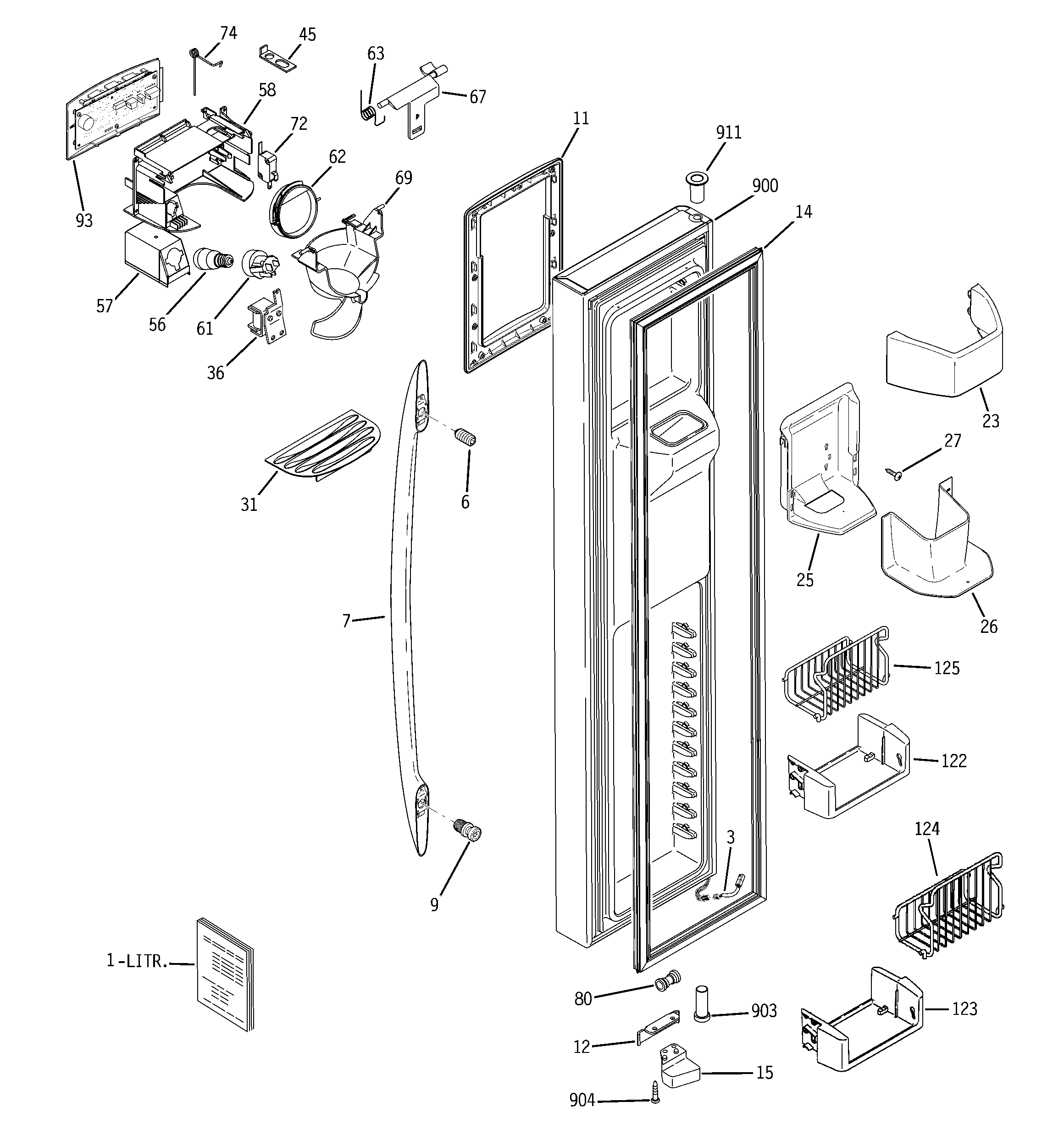 GE PSS26SHRESS freezer door diagram