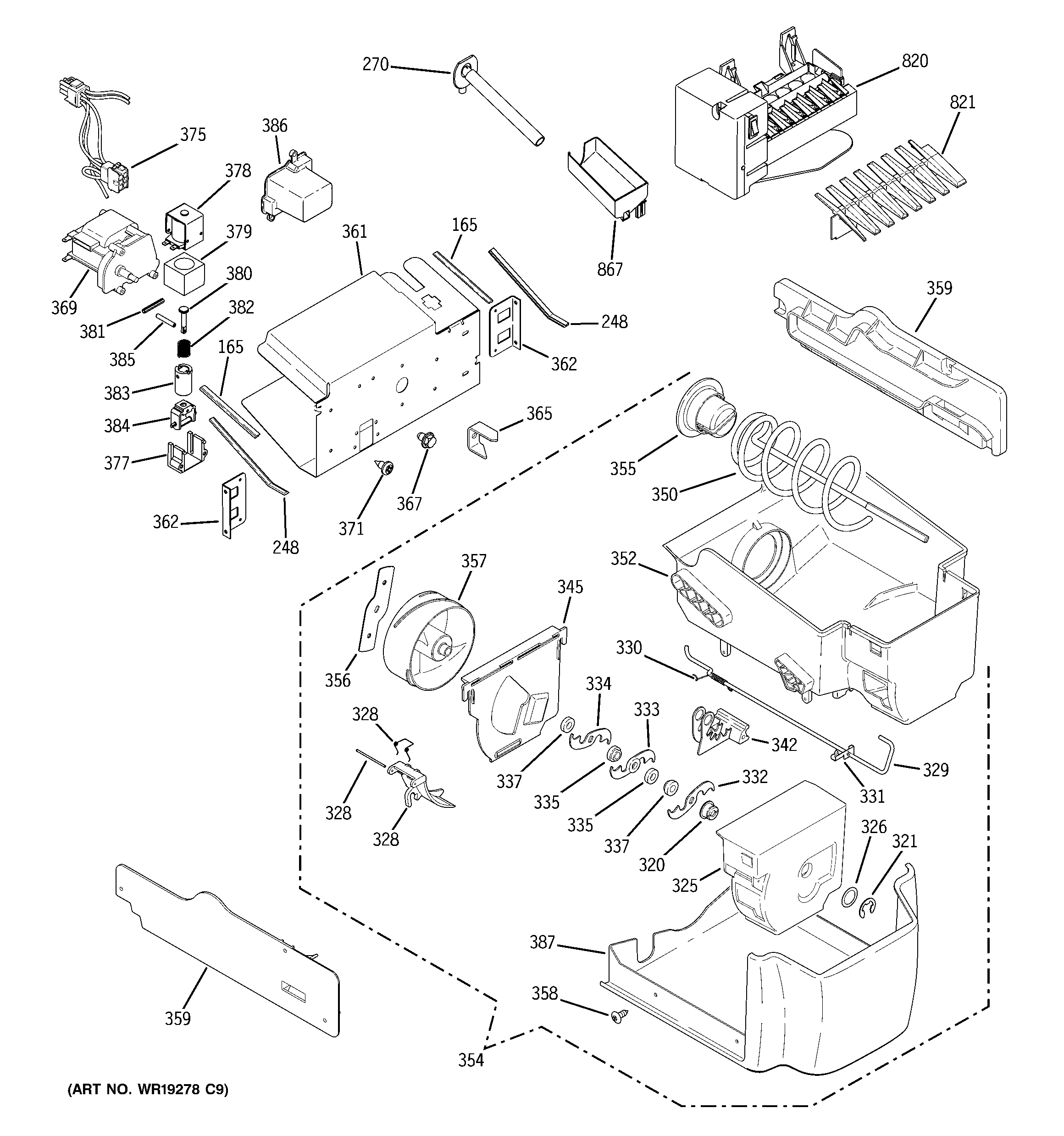 GE PSS26SHRESS ice maker & dispenser diagram