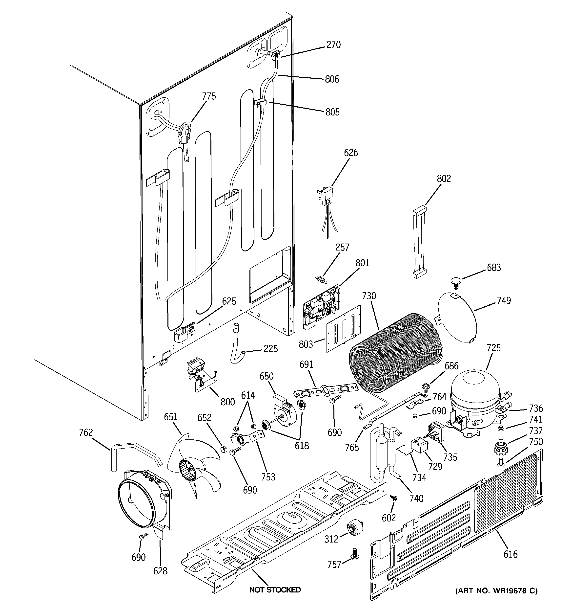 GE PSS29NHSBCC sealed system & mother board diagram