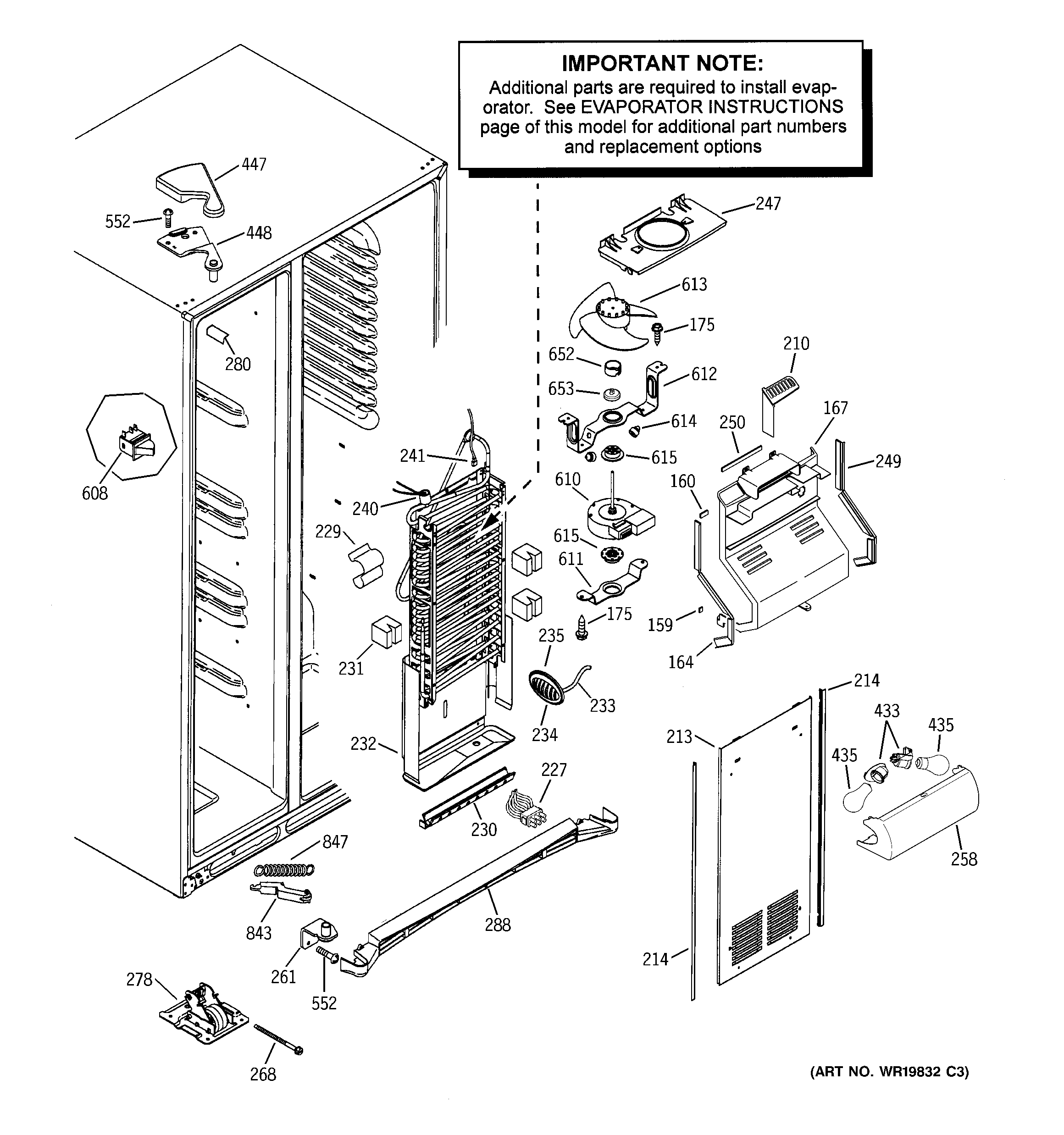 GE PWG25SGSBCSS freezer section diagram