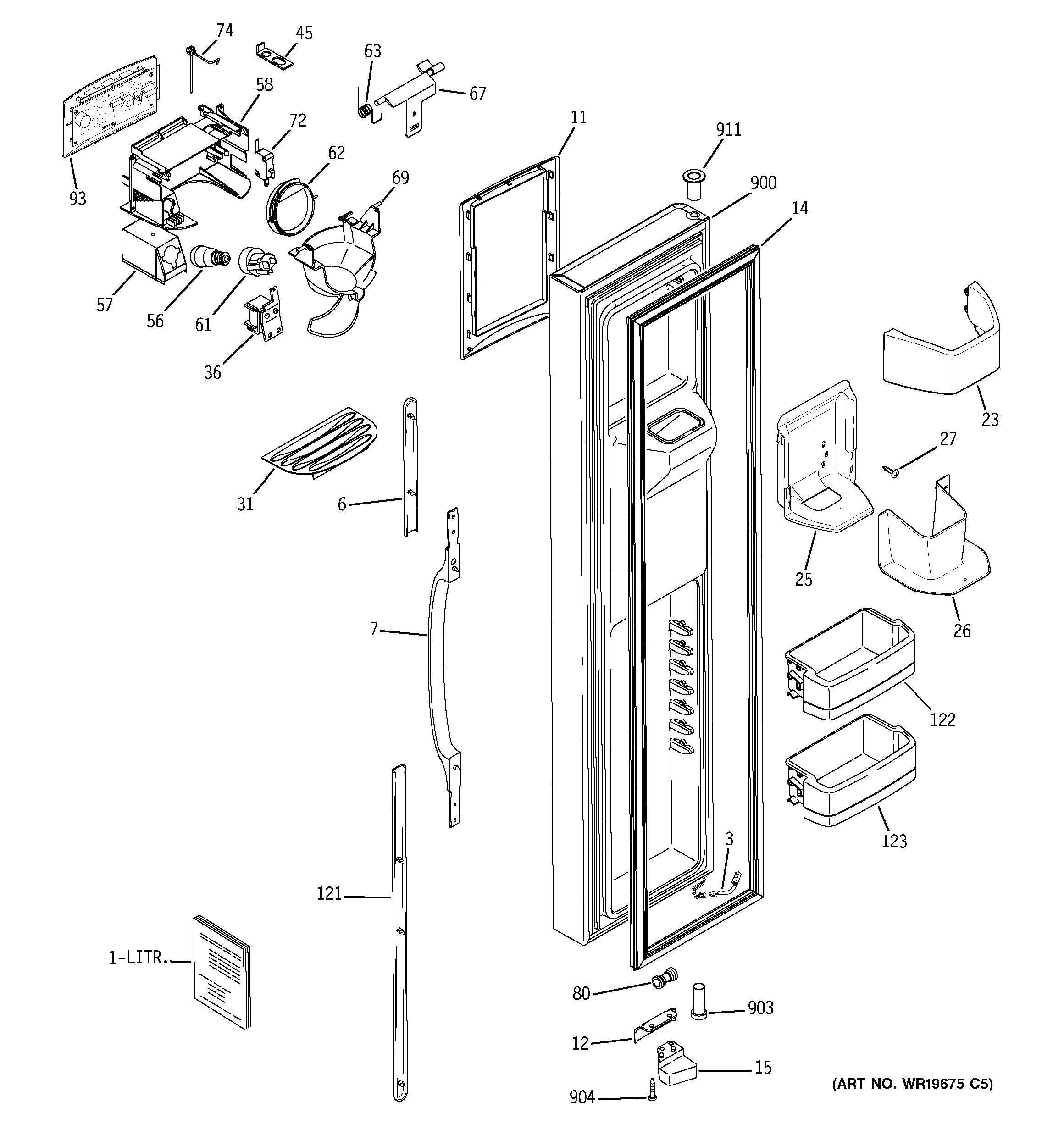 GE SSL27RGRCBS freezer door diagram