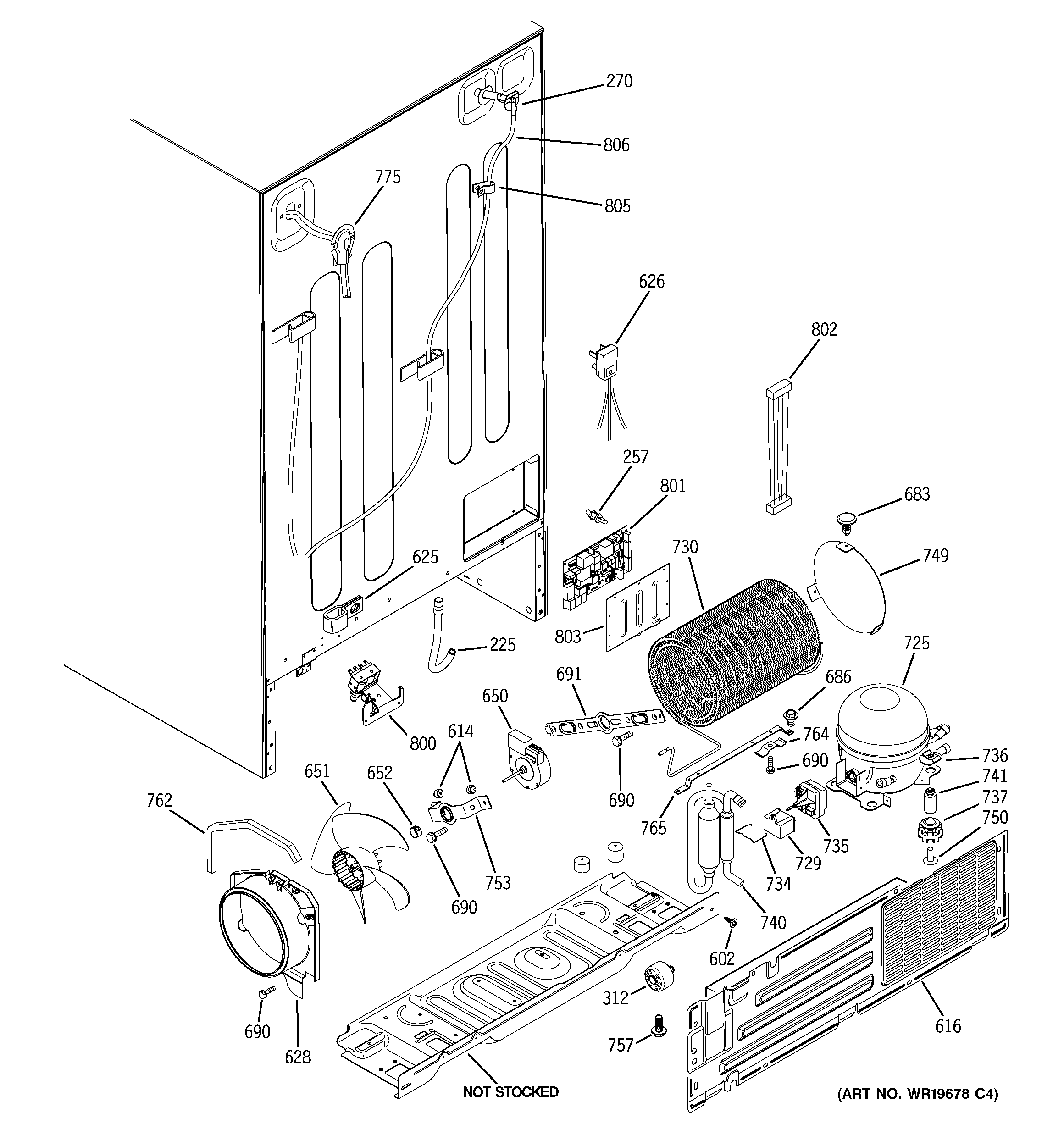 GE SSL27RGRCBS sealed system & mother board diagram