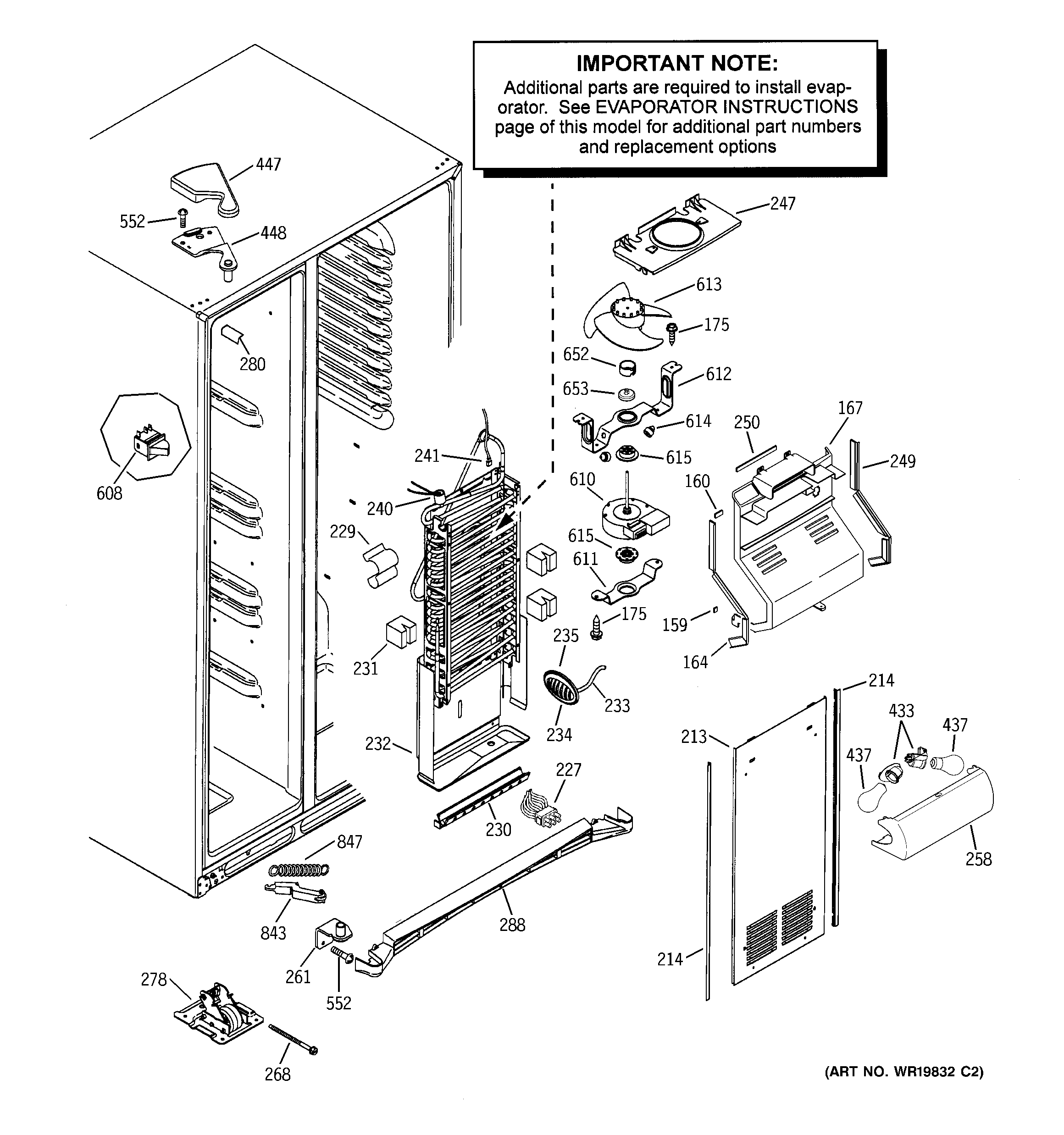 GE GSF25XGRECC freezer section diagram