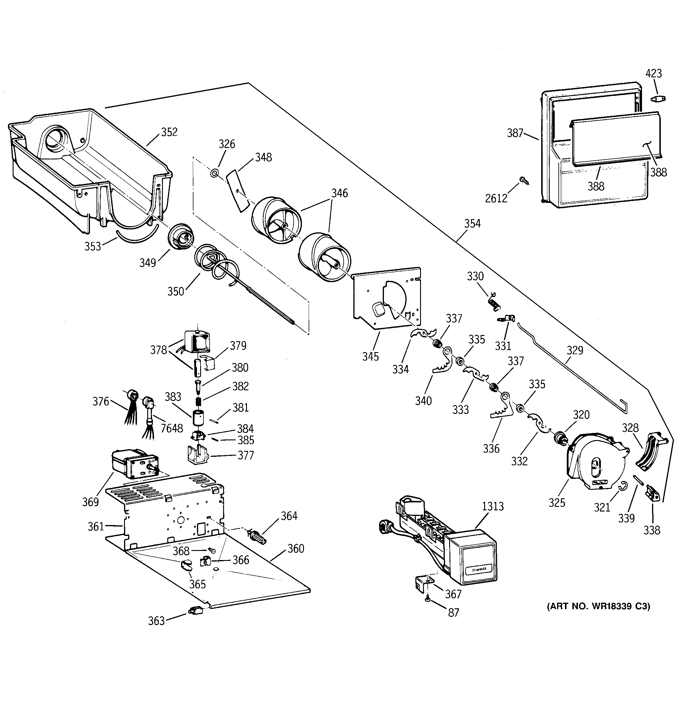 GE ZISB36DWA ice bucket assembly diagram