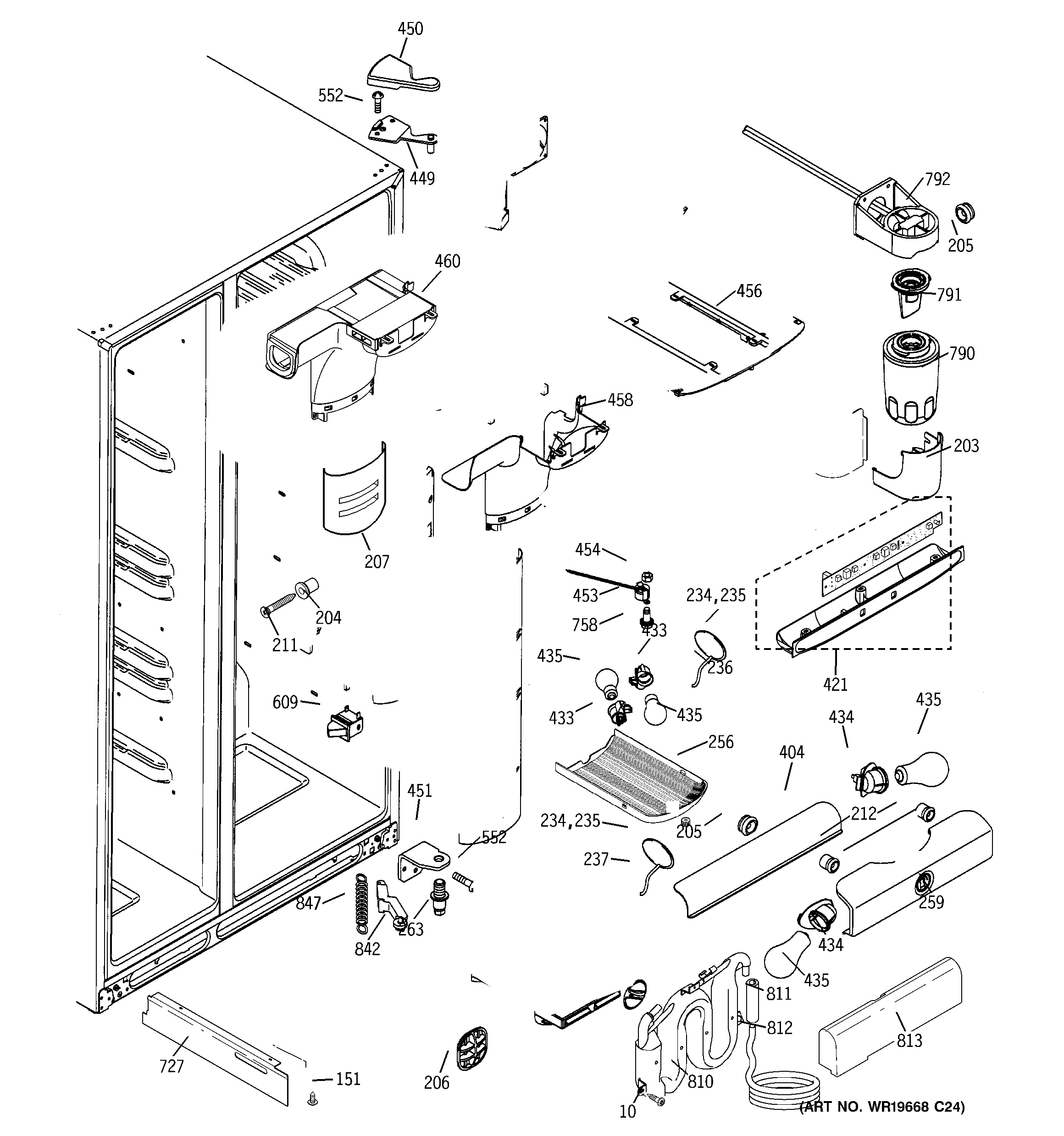 GE GSS25TGPEWW fresh food section diagram