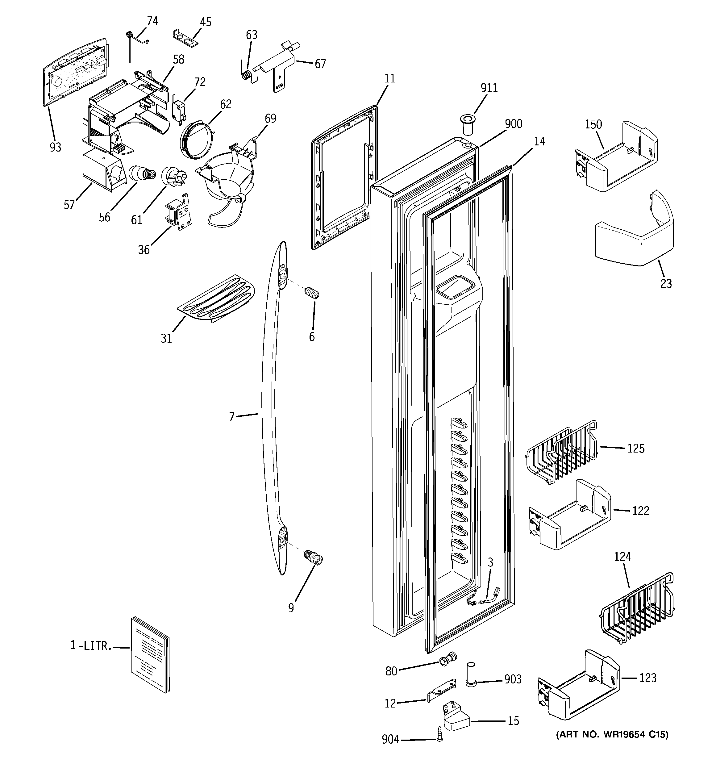 GE PSG27SHSBCSS freezer door diagram