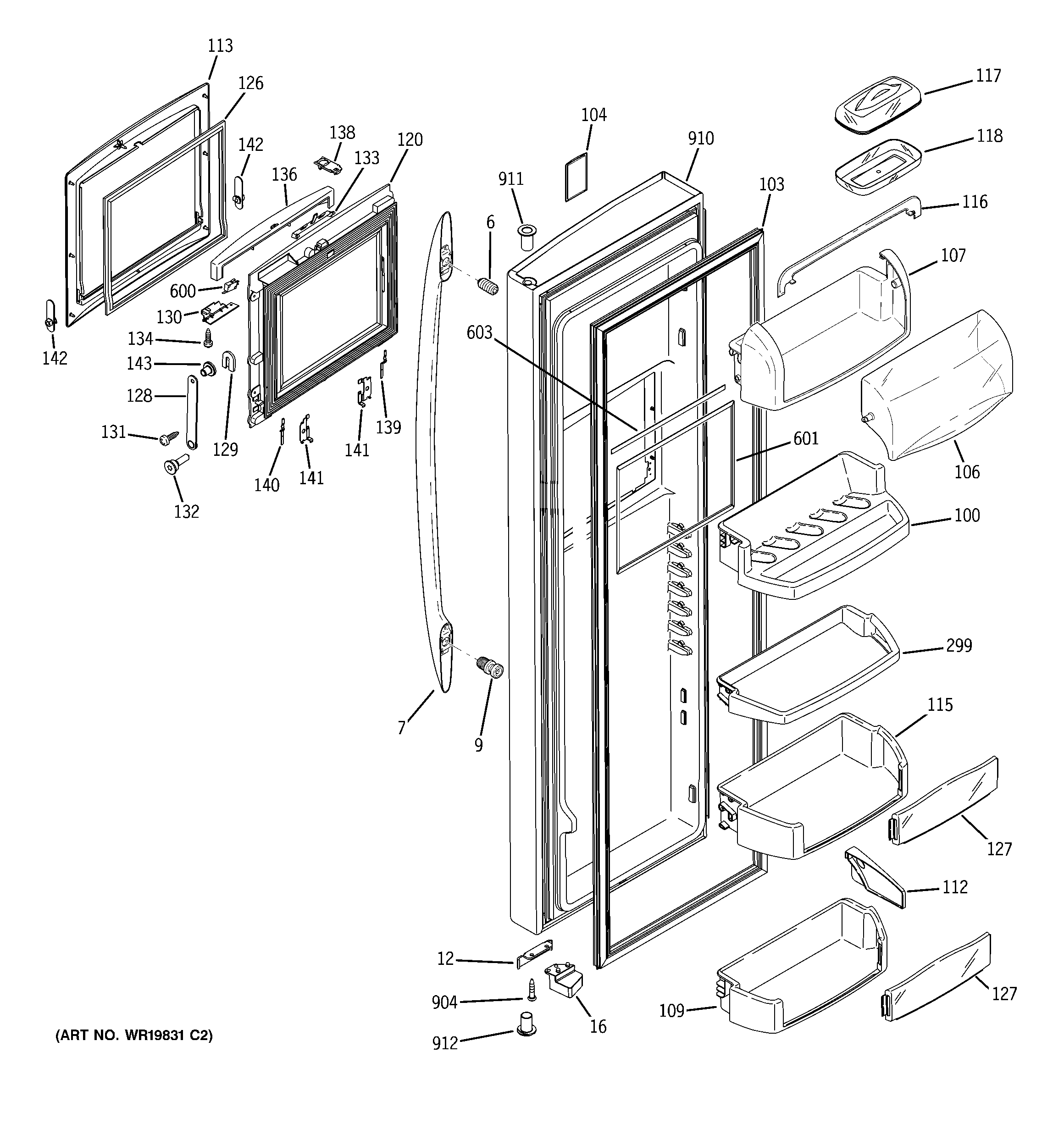 GE PSG29SHSBCSS fresh food door diagram
