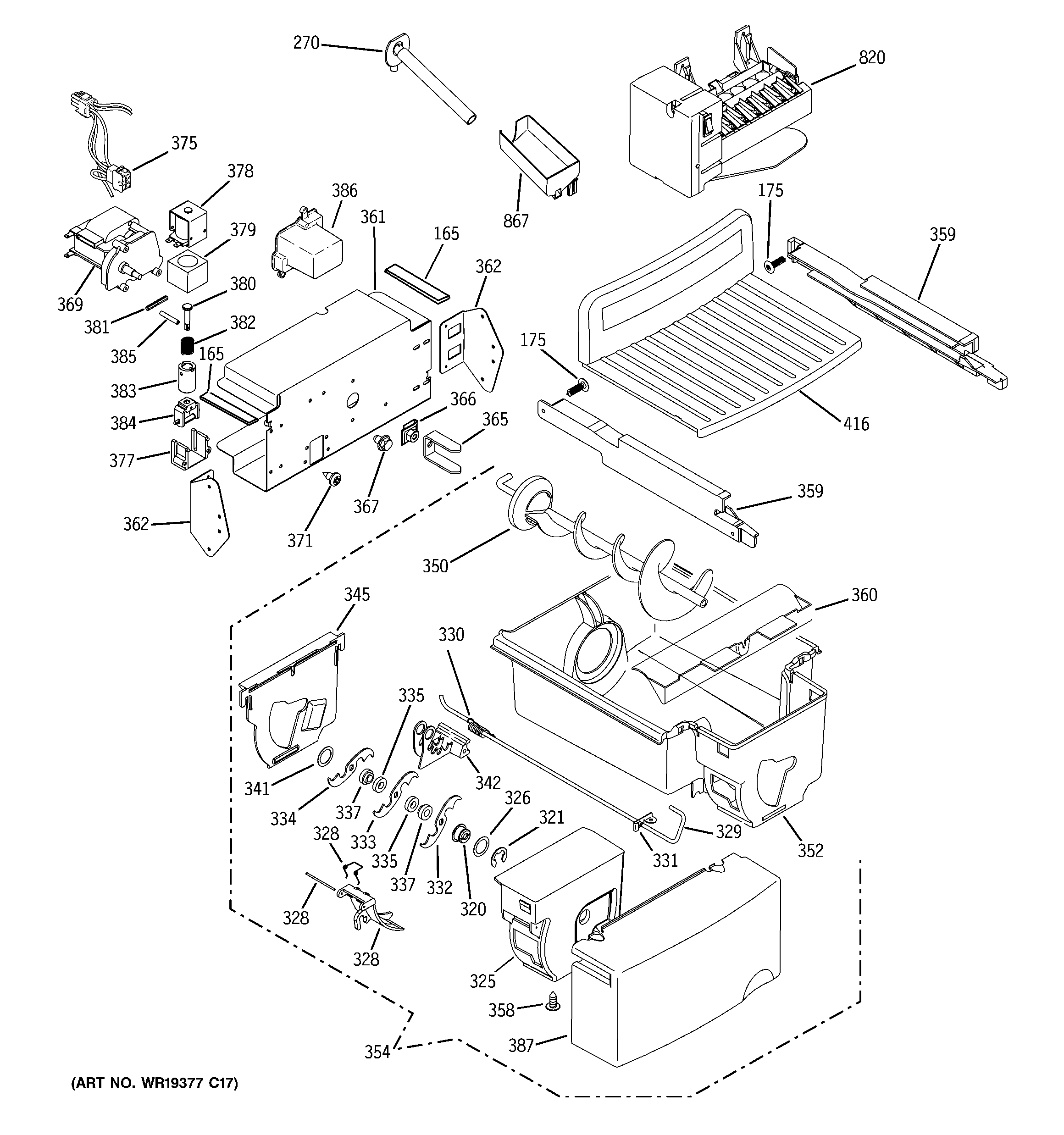 GE PSG29SHSBCSS ice maker & dispenser diagram