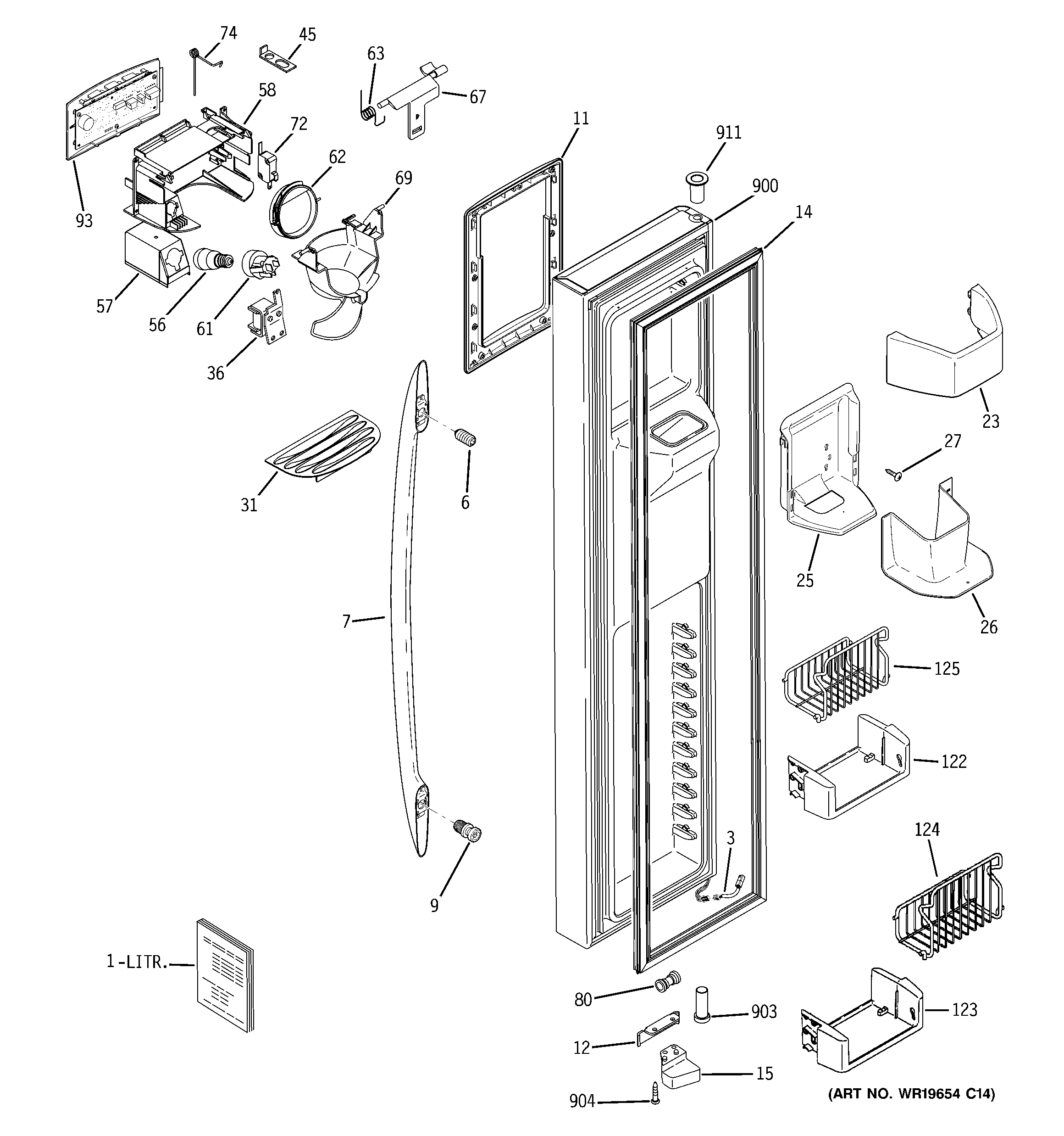 GE PSR26UHRESS freezer door diagram