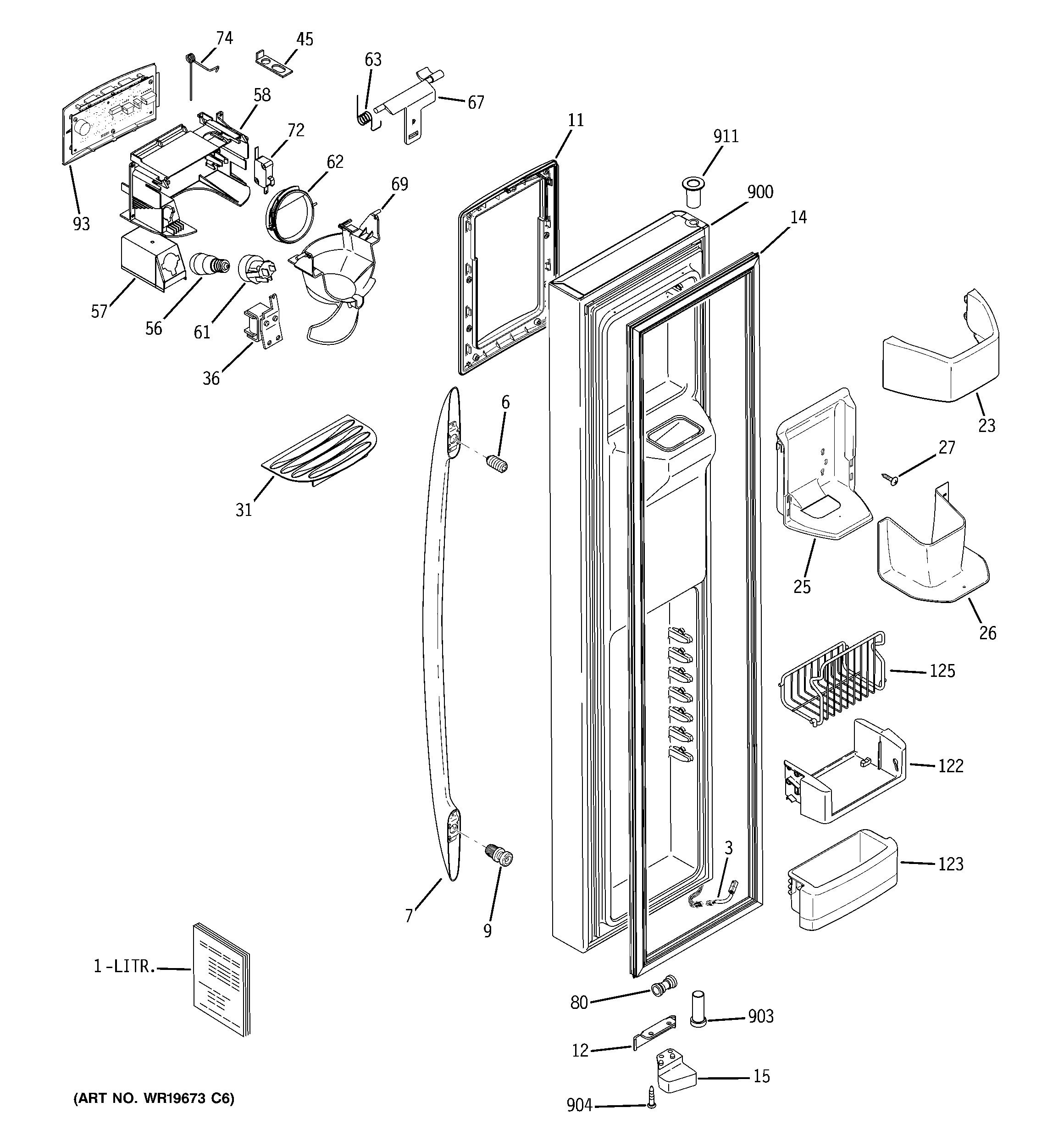 GE PSS26MSRESS freezer door diagram