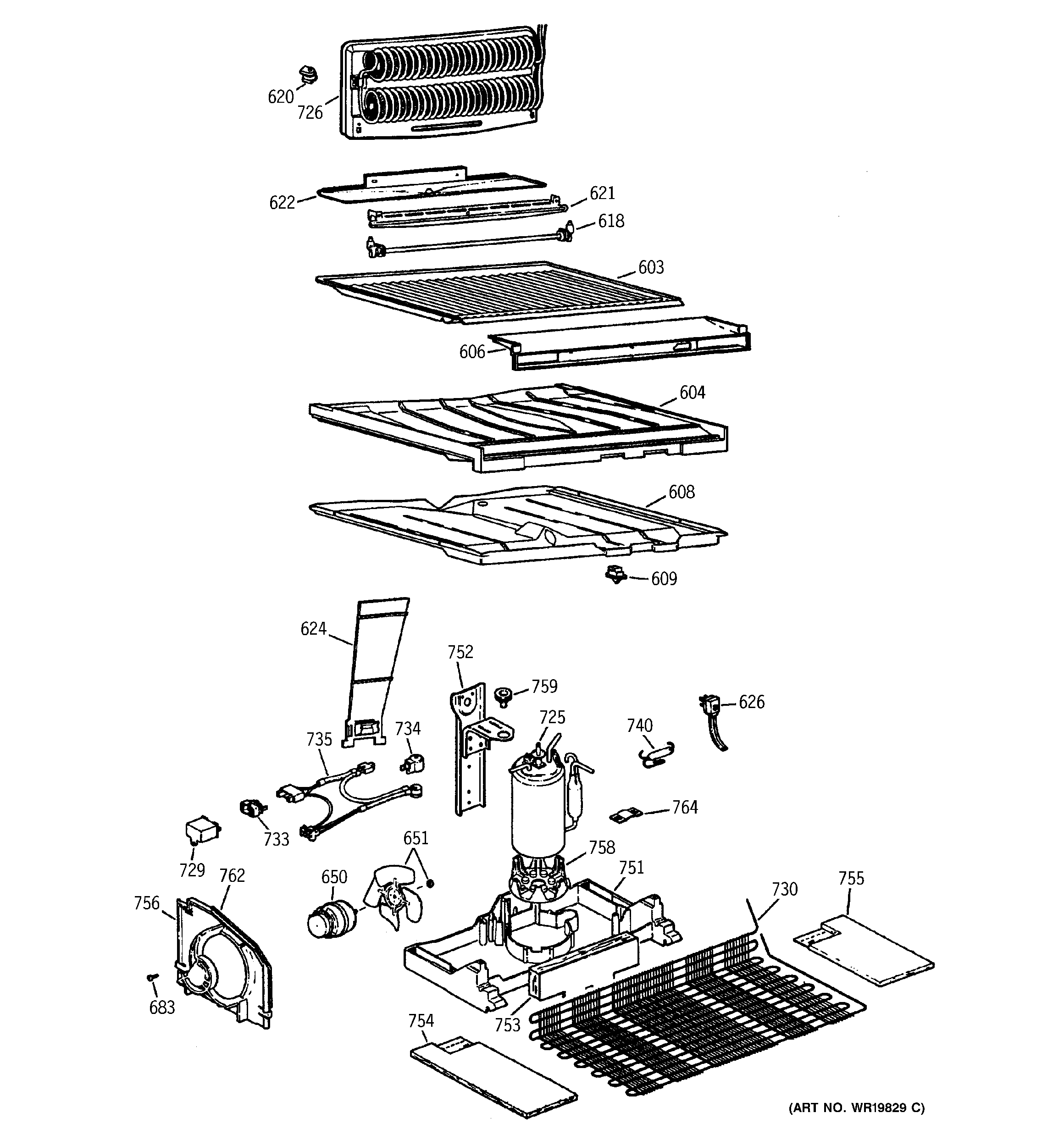GE TBX21PKCR unit parts diagram