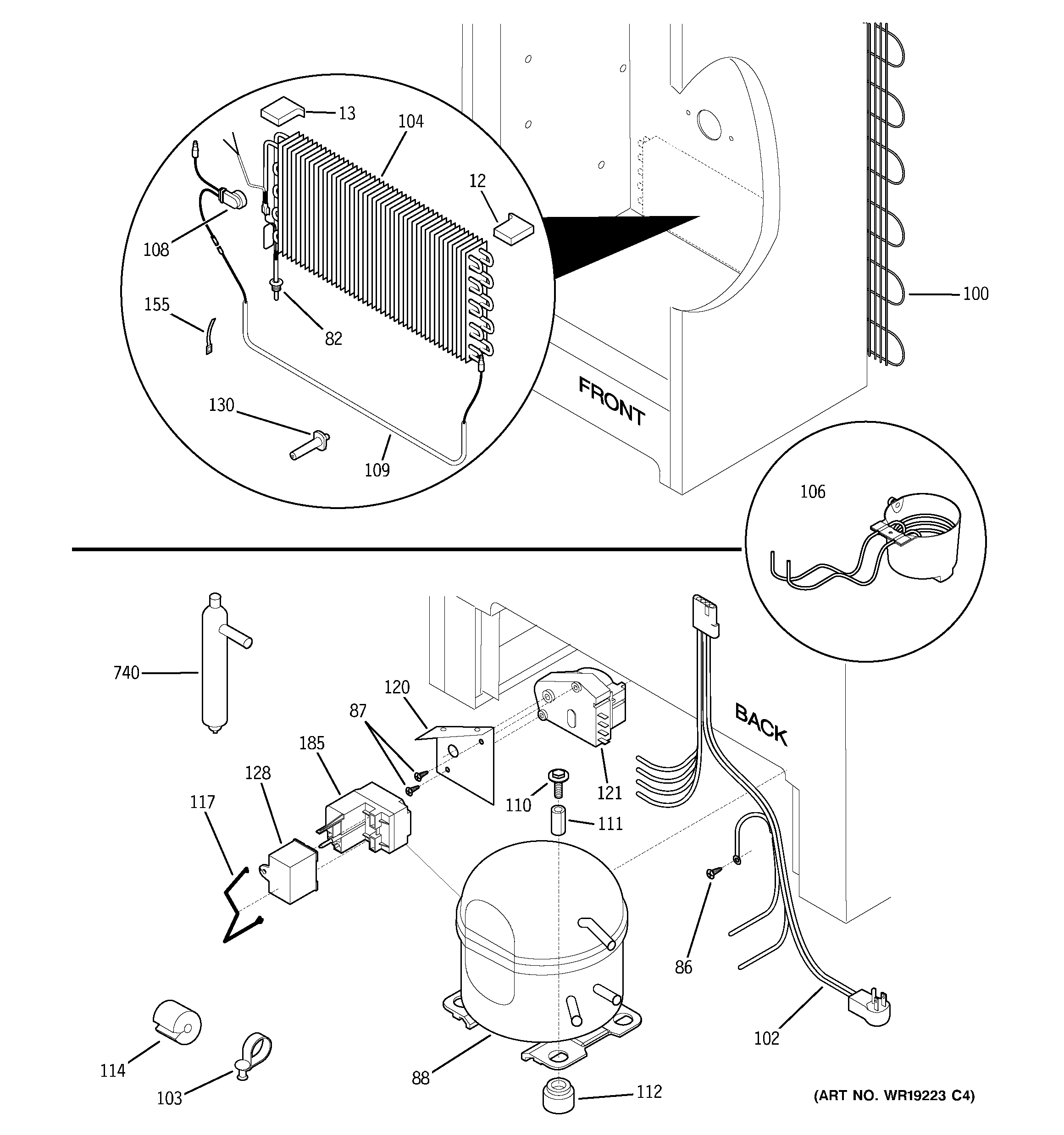 GE FUF17DPFRWH unit parts diagram