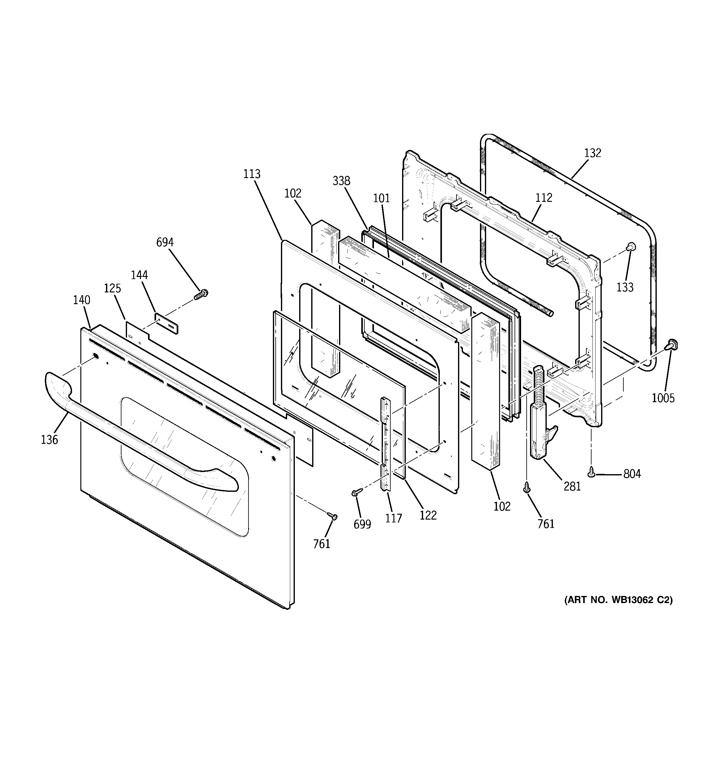 GE JTP25SH5SS door diagram