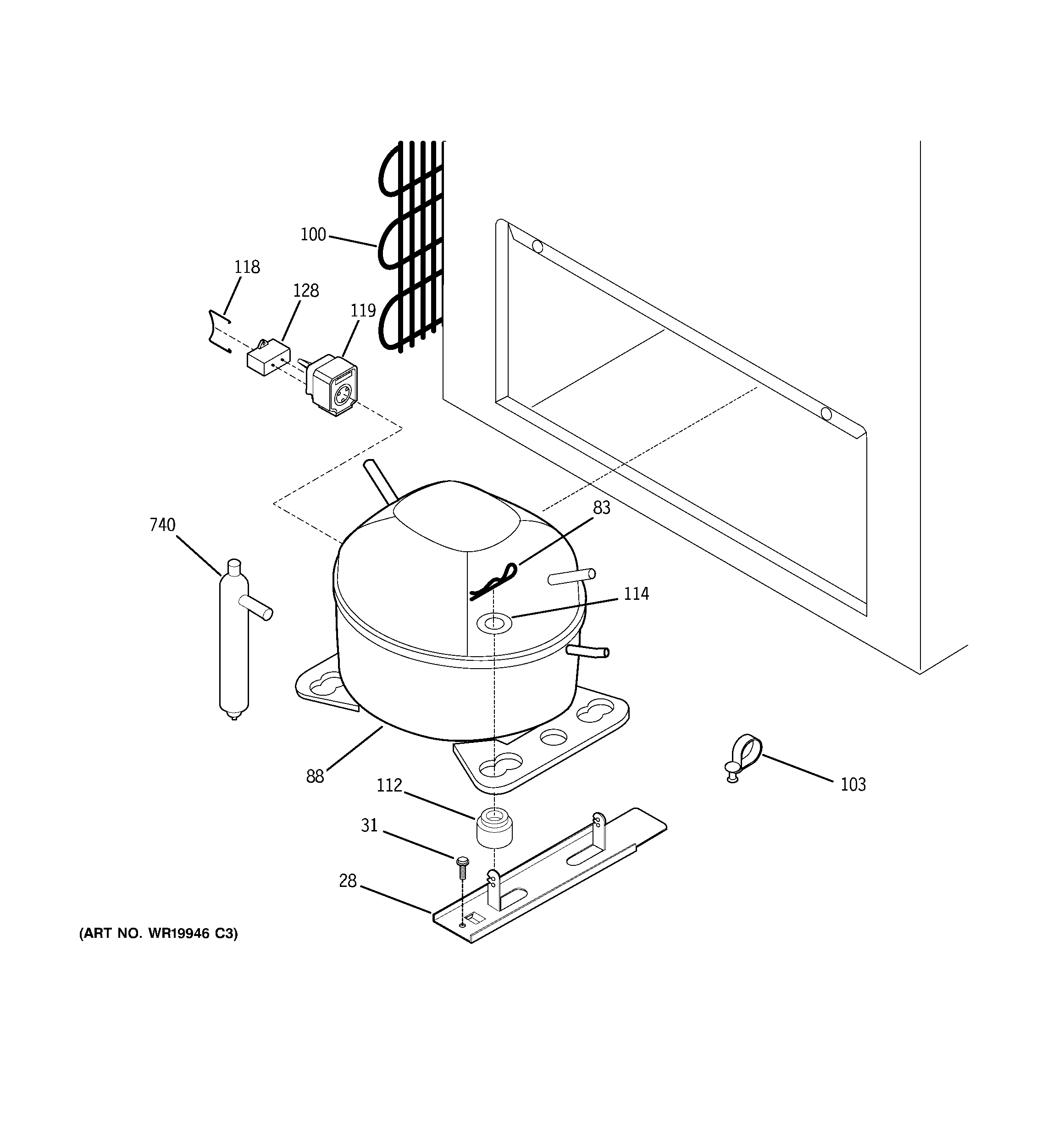 GE FCM20DPDWH unit parts diagram