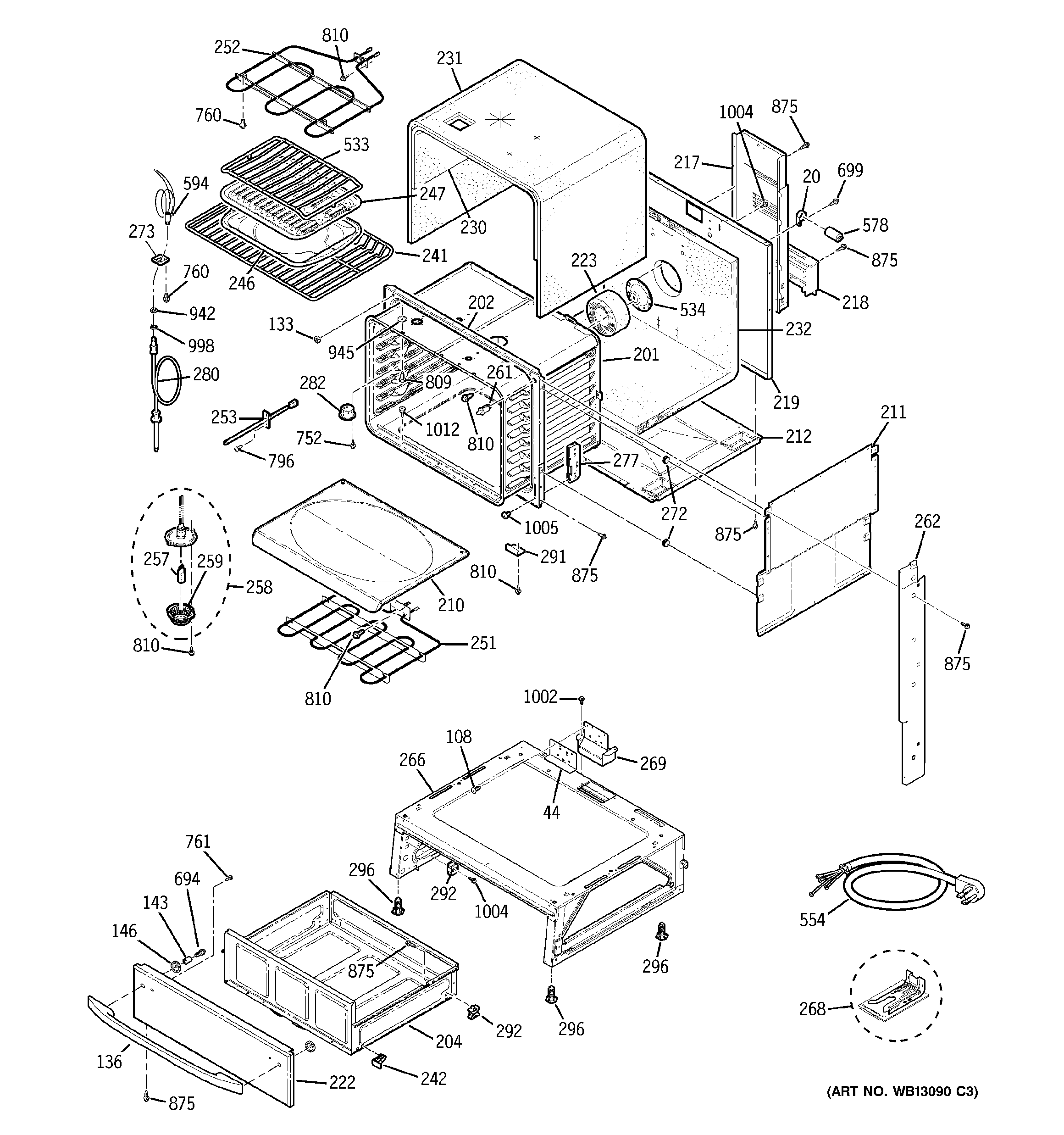 GE JCS968BK1BB body parts diagram