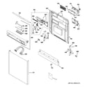 GE PDW8700L00WW escutcheon & door assembly diagram